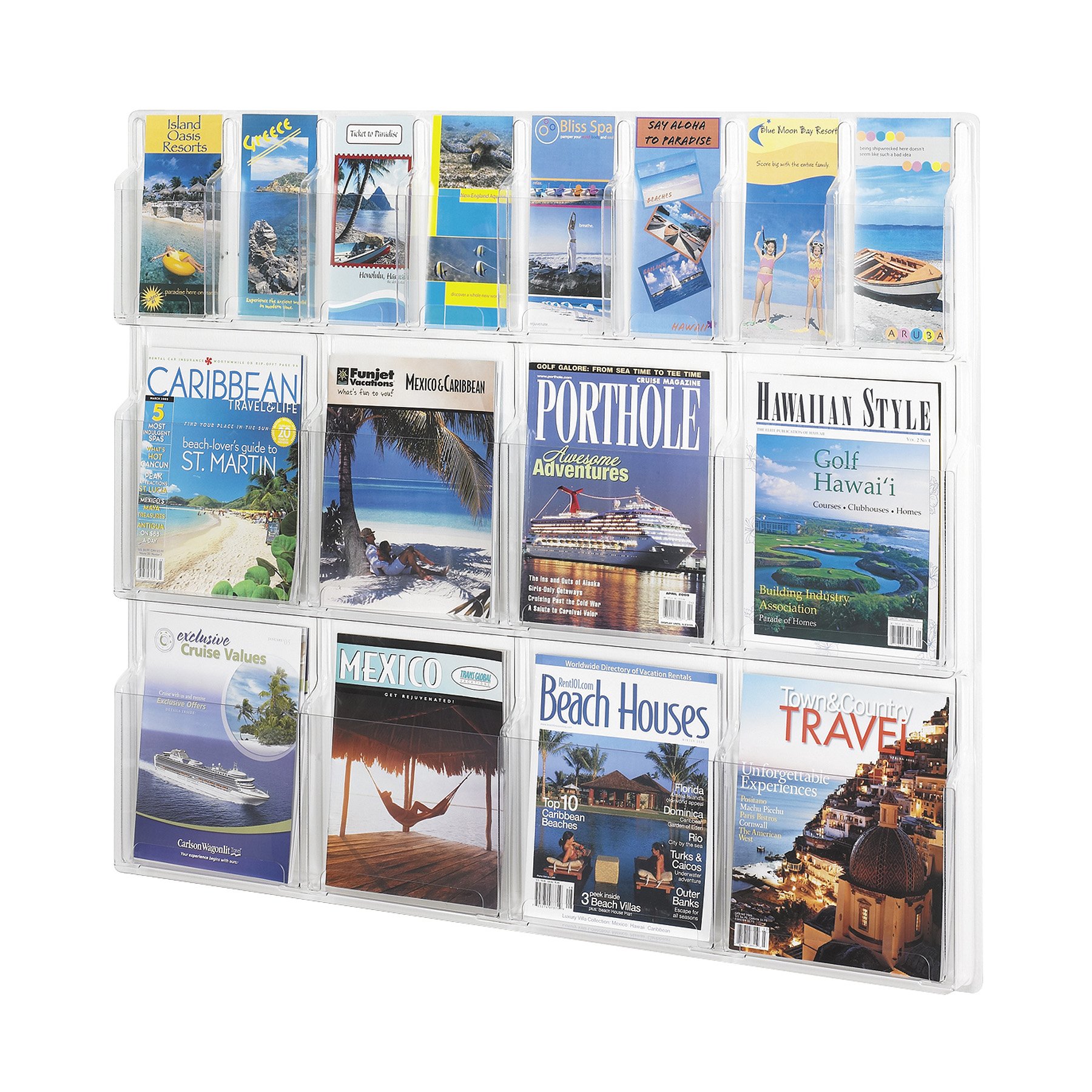 Safco 5611CL Clear Literature Display Stand - Holds 8 Magazines & 8 Pamphlets - Perfect for Retail Stores, Offices & Waiting Rooms