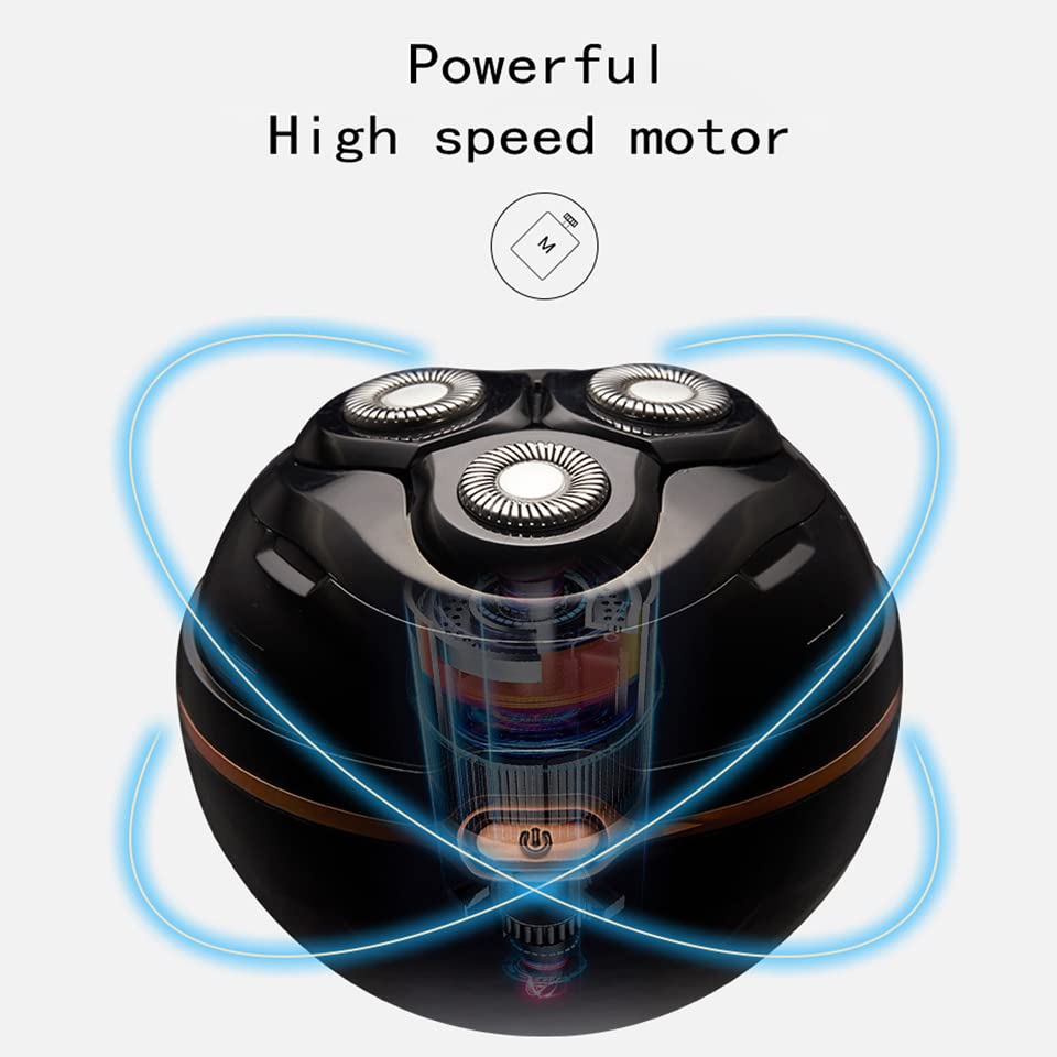 3D Electric Shaver for Men - Waterproof Rechargeable Beard Trimmer with Floating Heads & LED Display | Portable Shaving Machine for Travel, Home & Office Use | Black