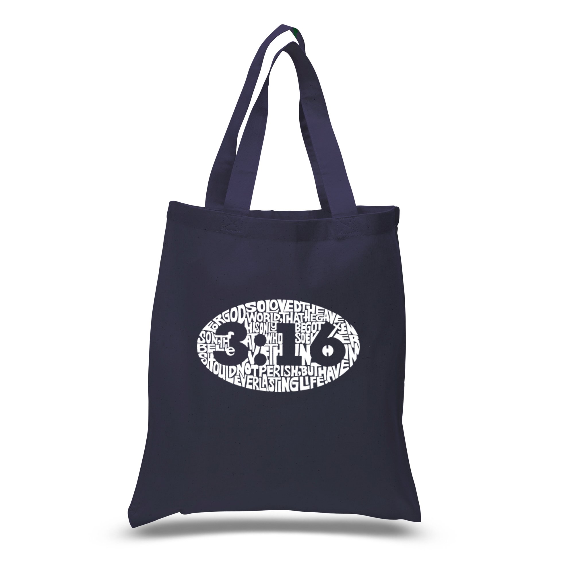 LA POP ART Word Art S Tote Bag - John 3:16 Bible Verse Canvas Shopper - Perfect for Church, Bible Study & Christian Gift Giving