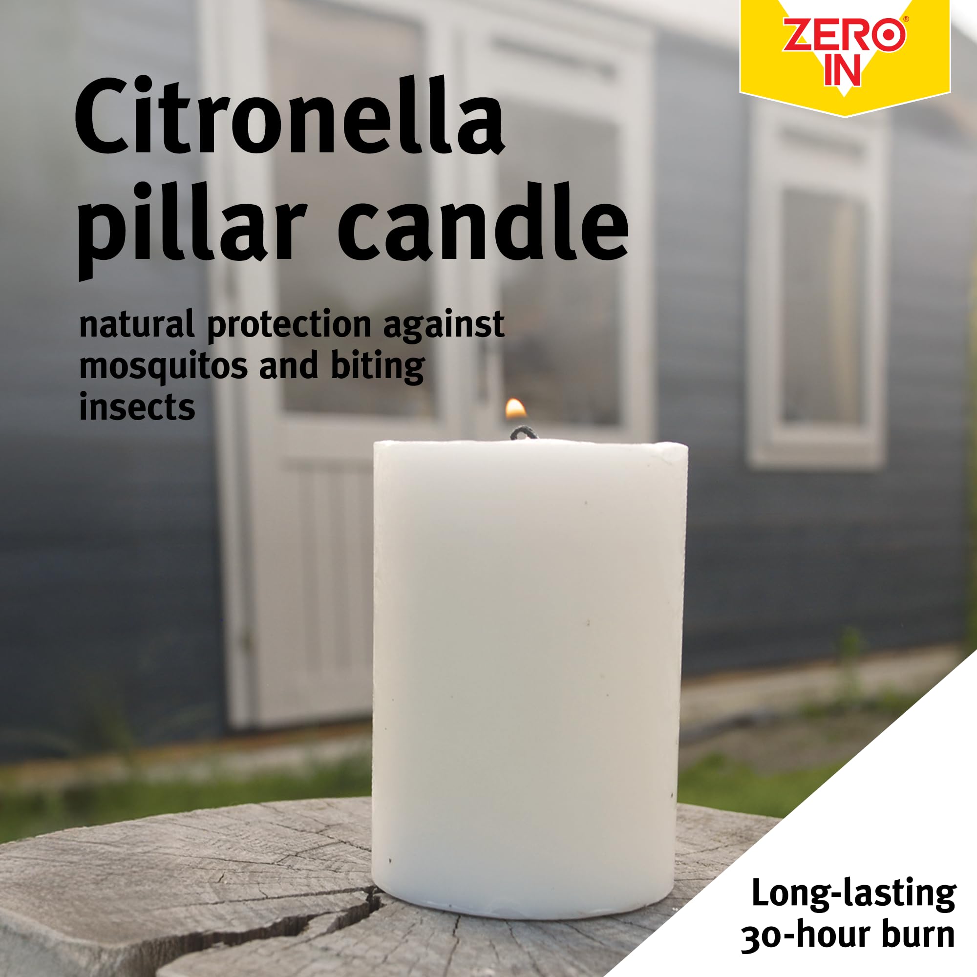 Natural Citronella Pillar Candle - Mosquito Repellent for Home & Outdoor Use - Long-Lasting Insect Protection Candle - Repels Mosquitoes & Biting Bugs - Perfect for Patio, Garden, Camping & Backyard Gatherings