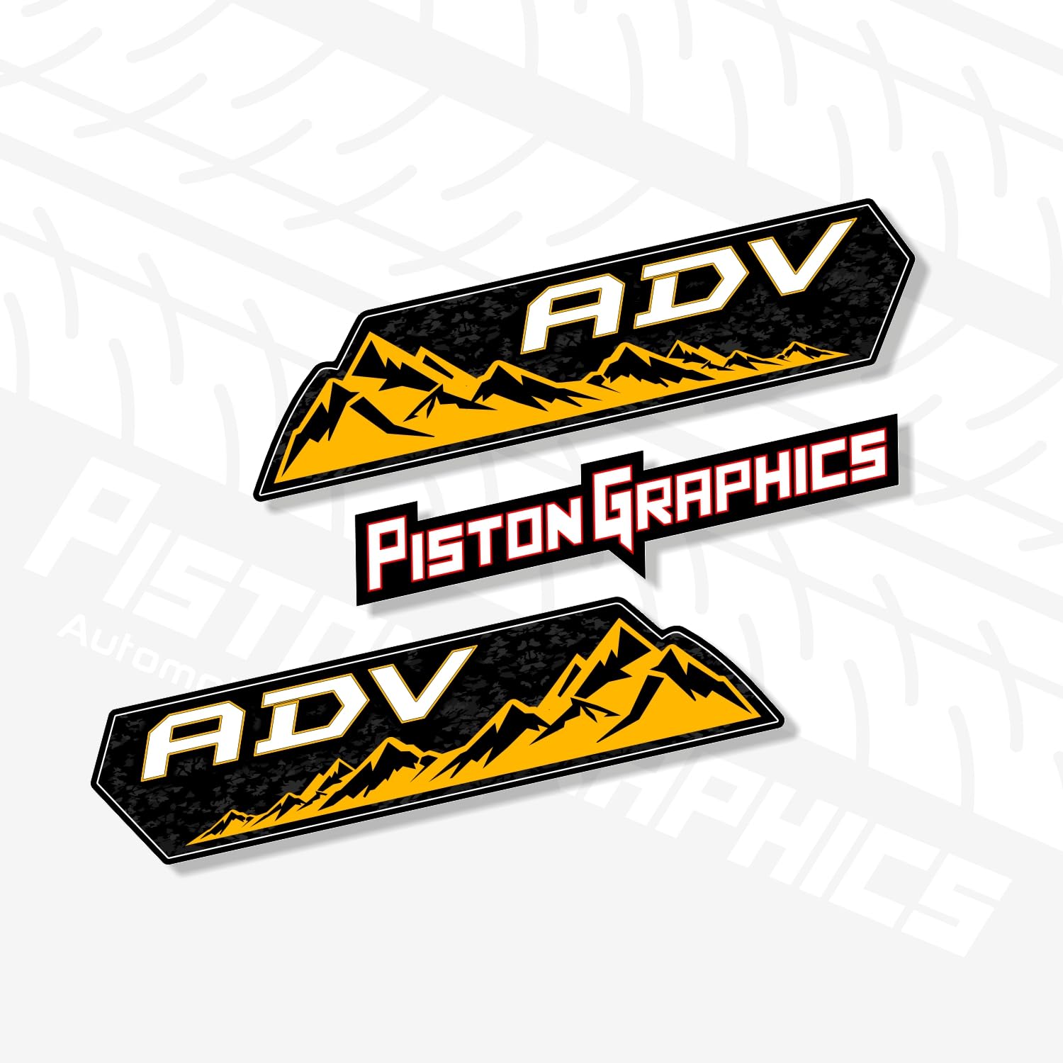 High-Quality Piston Graphics ADV Sticker for Bikes - Yellow & Black Bike Fork Decals (Pack of 2) - Perfect for Motorcycle, Dirt Bike & ATV Customization