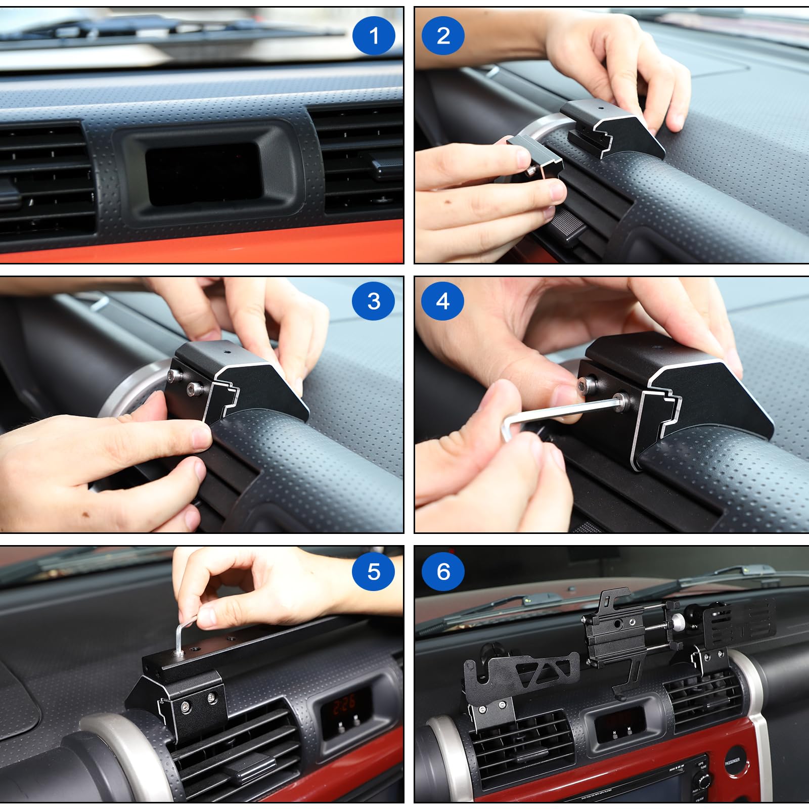 Universal Car Phone Mount & Walkie Talkie Holder for Toyota FJ Cruiser 2007-2021 | Multi-Function Dashboard & Air Vent Mount | 3-in-1 G-Style Design for Secure Device Placement | Perfect for Off-Roading, Commuting & Hands-Free Navigation
