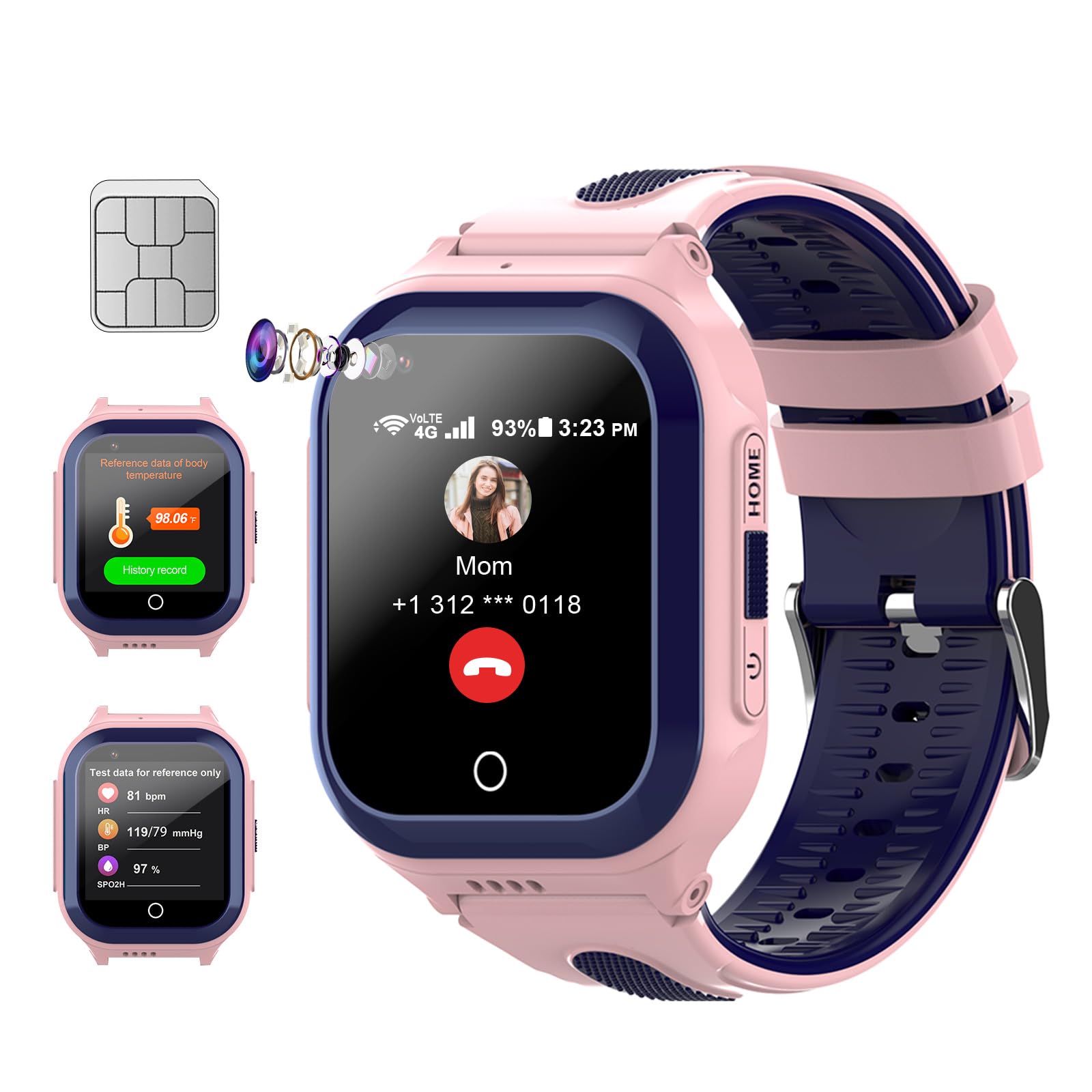 Wonlex 4G Kids Smartwatch with GPS, SIM Card & Temperature Monitor - 1.4