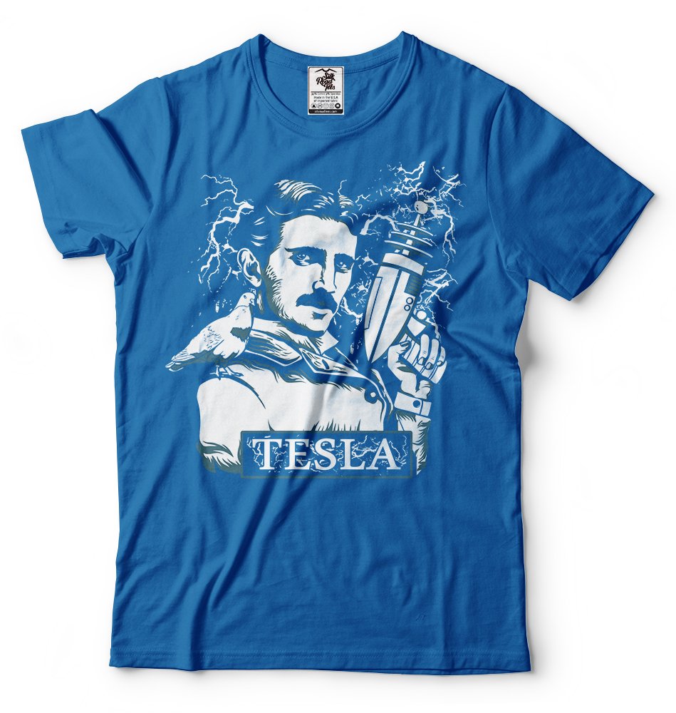 Premium Nikola Tesla Graphic T-Shirt for Men - Funny Science & Electricity Design with Electrical Gun - Perfect for Gifts, Cosplay, and Tesla Fans