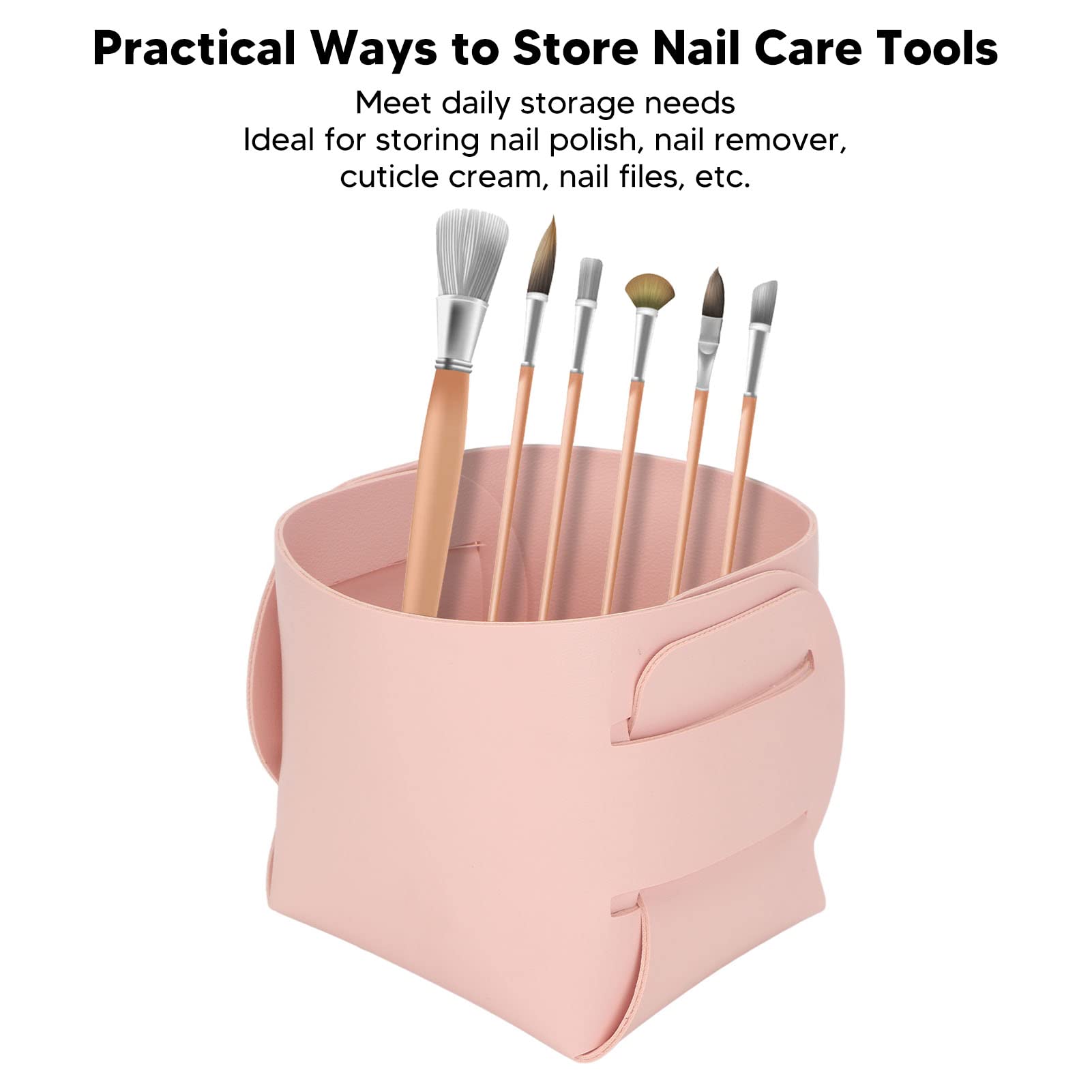 Premium Nail Art Storage Box - Empty Manicure Tool Organizer with Brush Holder, Durable PU Material for Nail Polish & Makeup - Convenient Home & Salon Use (Pink) - Perfect for Professional Nail Technicians & DIY Enthusiasts