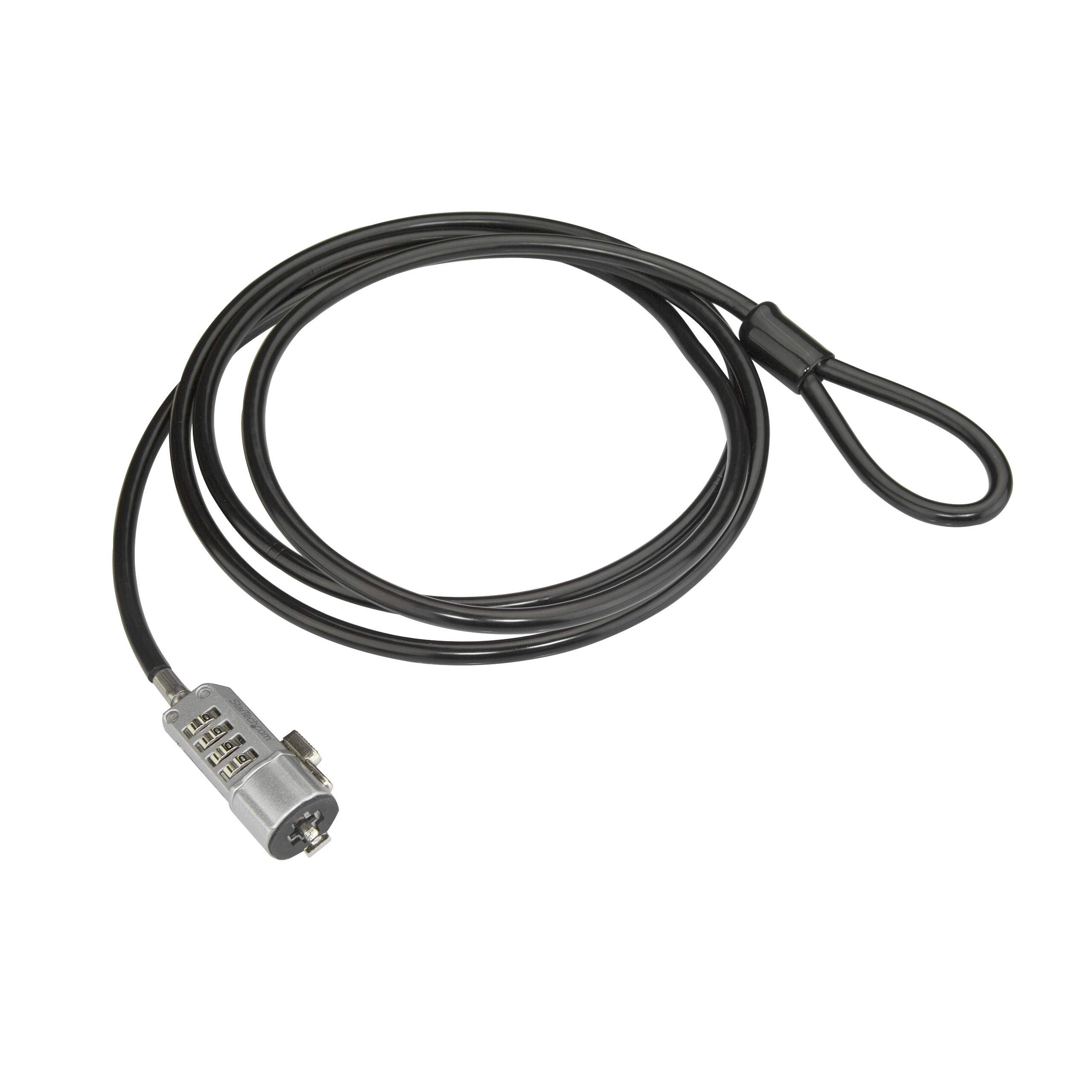 StarTech.com 6ft Vinyl Coated Steel Cable Laptop Lock with 4-Digit Combination - Computer Security Lock for Office, School & Travel (LTLOCK)