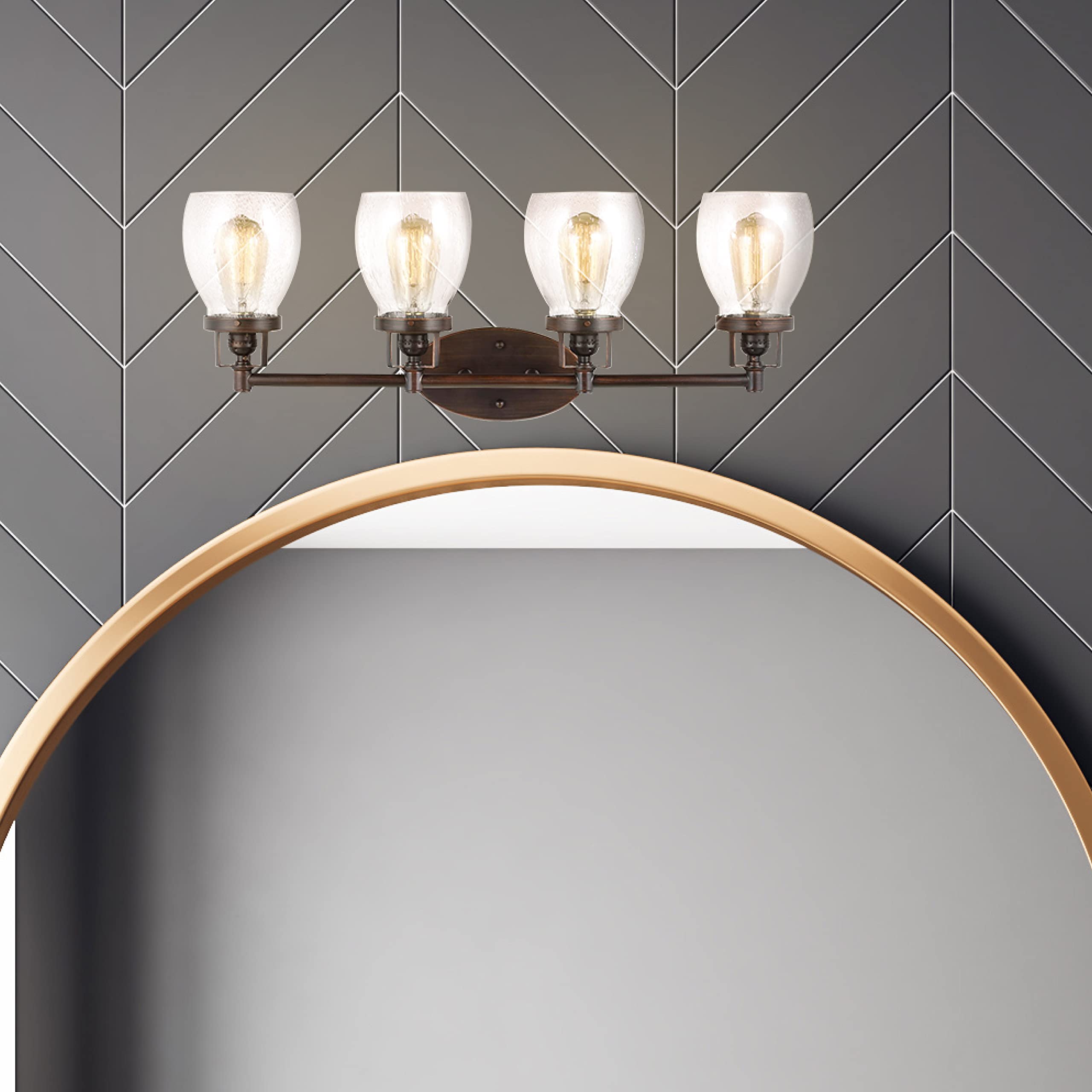Generation Lighting 4414504-710 Belton Four-Light Wall Bath Vanity Fixture in Bronze - Perfect for Bathroom, Powder Room & Spa Lighting Decor