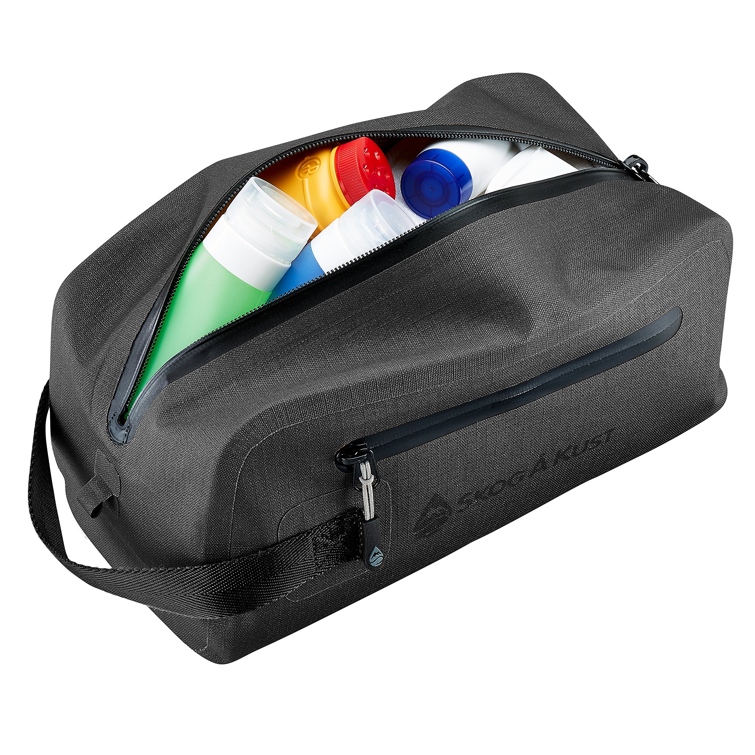 Skog Å Kust DoppSåk Waterproof & Leak-Proof Travel Toiletry Bag | Small Black Cosmetic Organizer | Perfect for Airplane Carry-On, Camping & Gym Essentials
