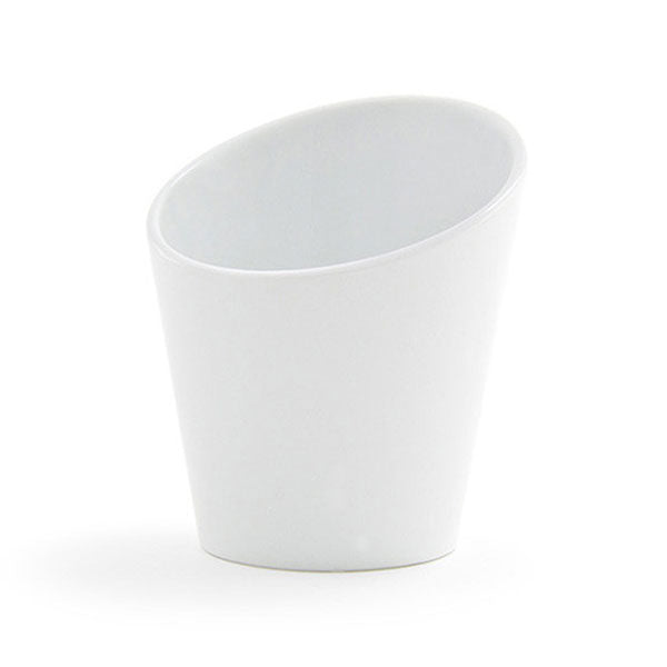 FOH Harmony Slanted Cup - 6 oz White Ceramic Coffee Mug for Home, Office & Cafe - Perfect for Espresso, Tea & Hot Beverages