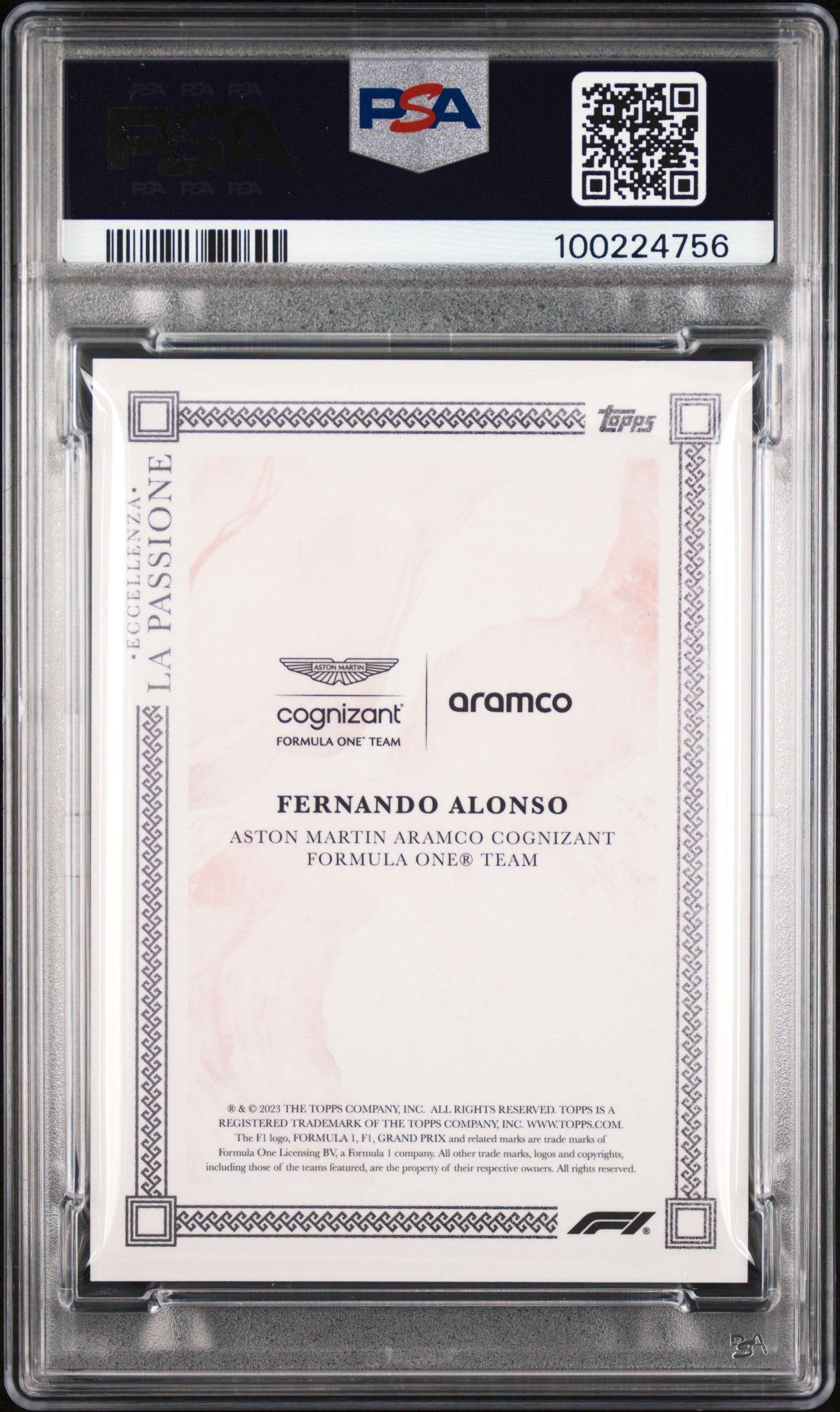 PSA 10 2004 Fernando Alonso Red 2023 Topps Eccellenza La Passione Racing Card - Perfect for F1 Collectors & Memorabilia Displays