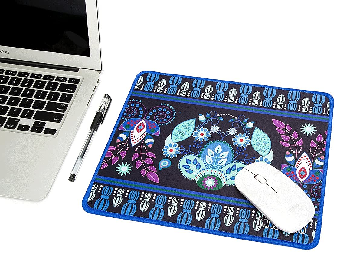 LIKEYOU Blue Floral Computer Mouse Pad - Non-Slip Gaming & Office Desk Mat for PC Laptop - Perfect for Work, Gaming, and Home Office Use