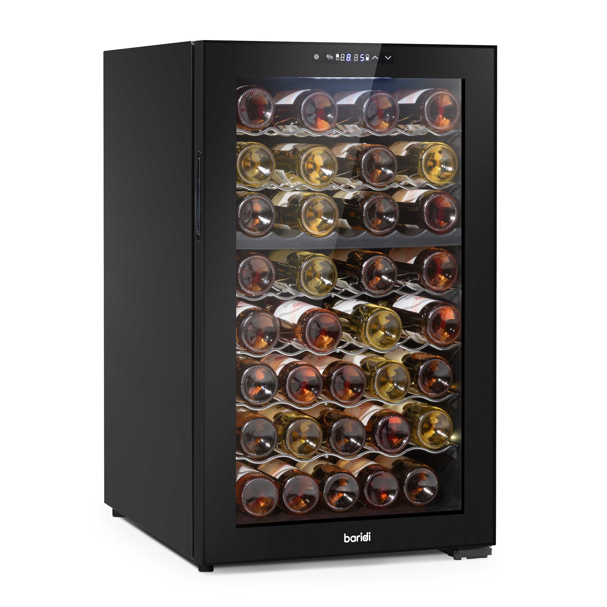 Baridi 52 Bottle Dual Zone Wine Cooler Refrigerator with Touch Controls & LED Display - Black (DH236) - Perfect for Home Bars, Restaurants, and Wine Cellars
