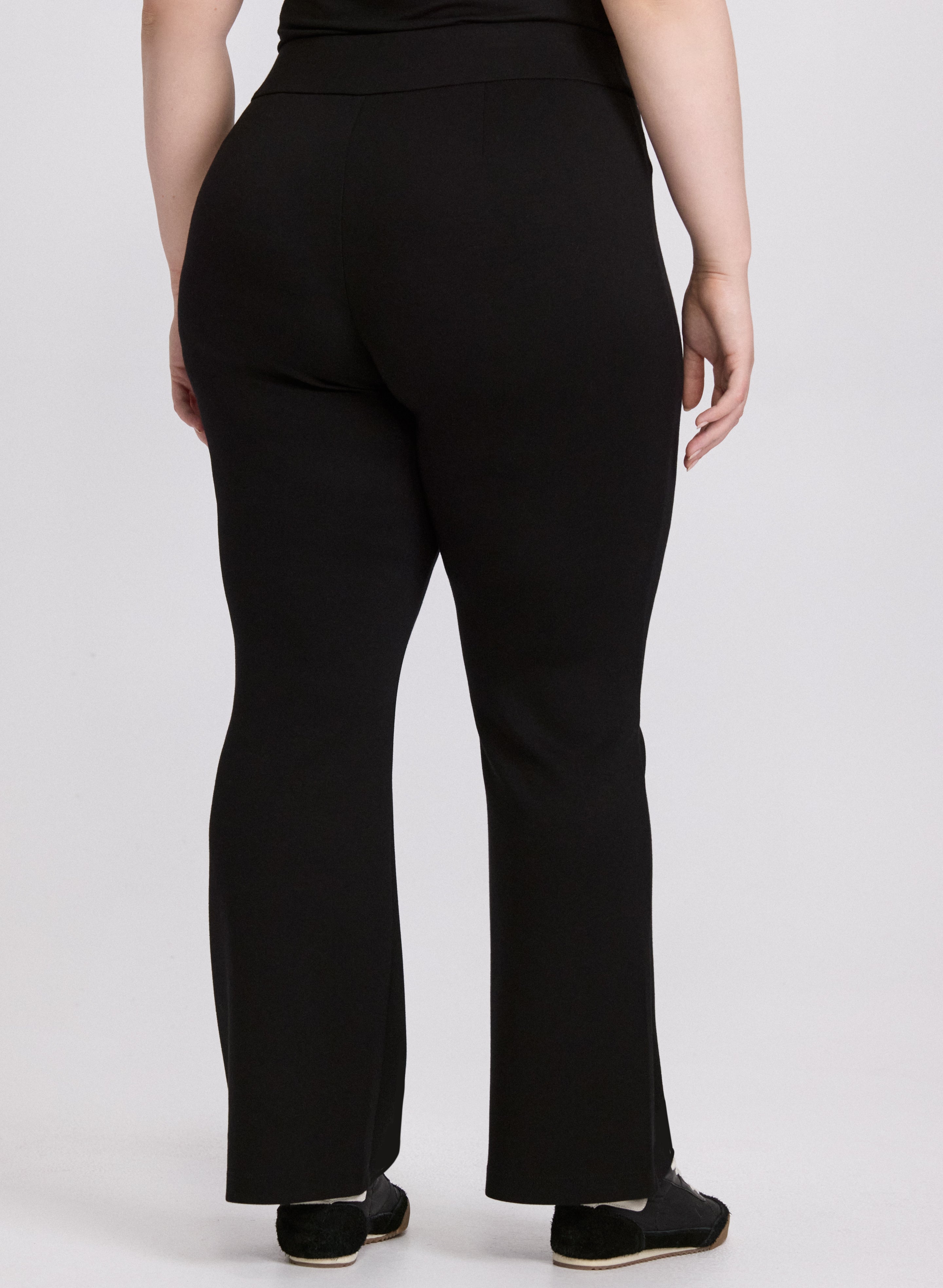 High Waist Flare Leg Scuba Pants for Women - Stretchy Yoga Pants with Pockets - Trendy Workout & Lounge Pants for Yoga, Gym, Running & Casual Wear