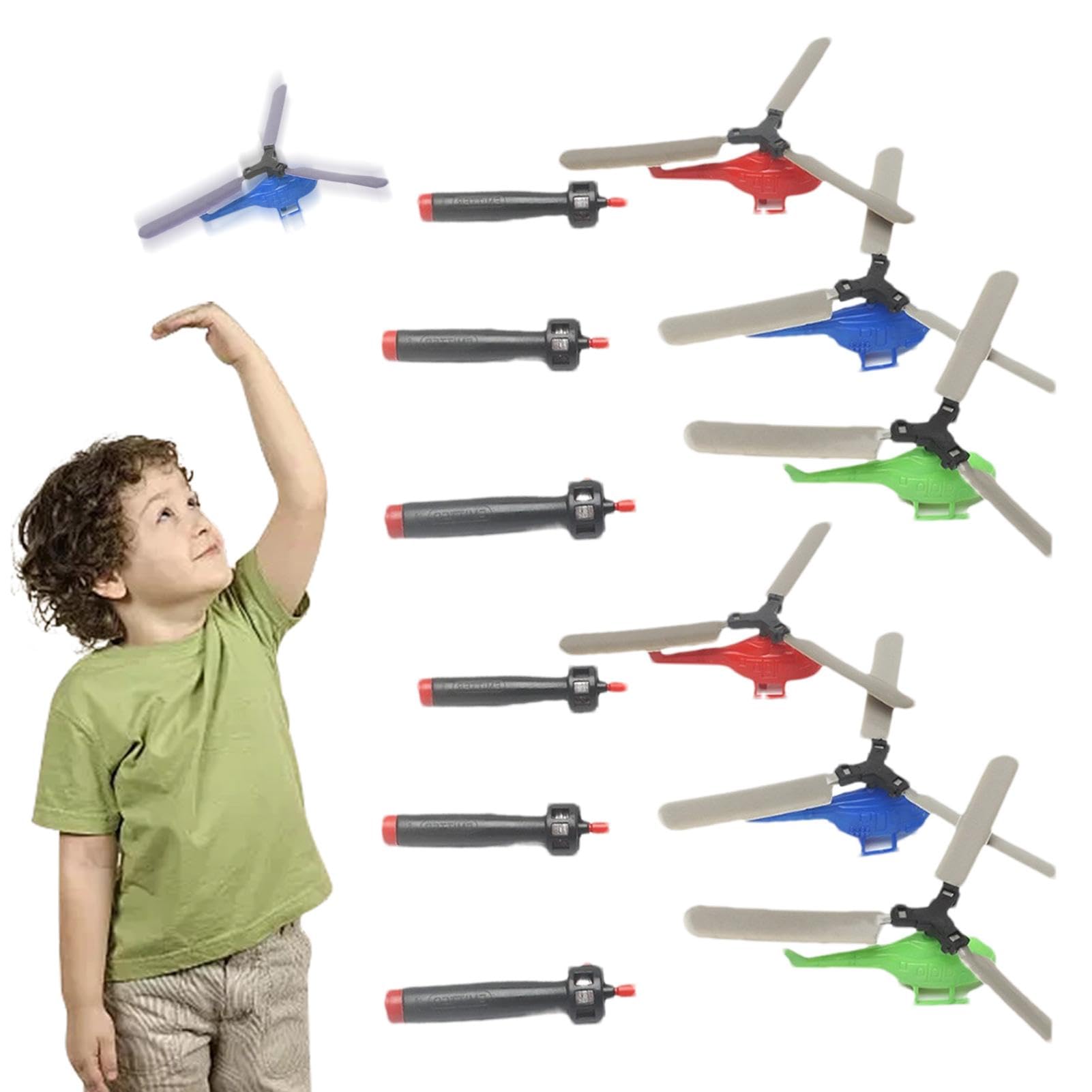 Spin Copter Toy | Handheld Helicopter for Kids | Pull String Dragonfly Toy | Portable Children's Toy - Flexible Helicopter with 6 Piece Propeller for Outdoor Play, Birthday Gifts & Party Favors
