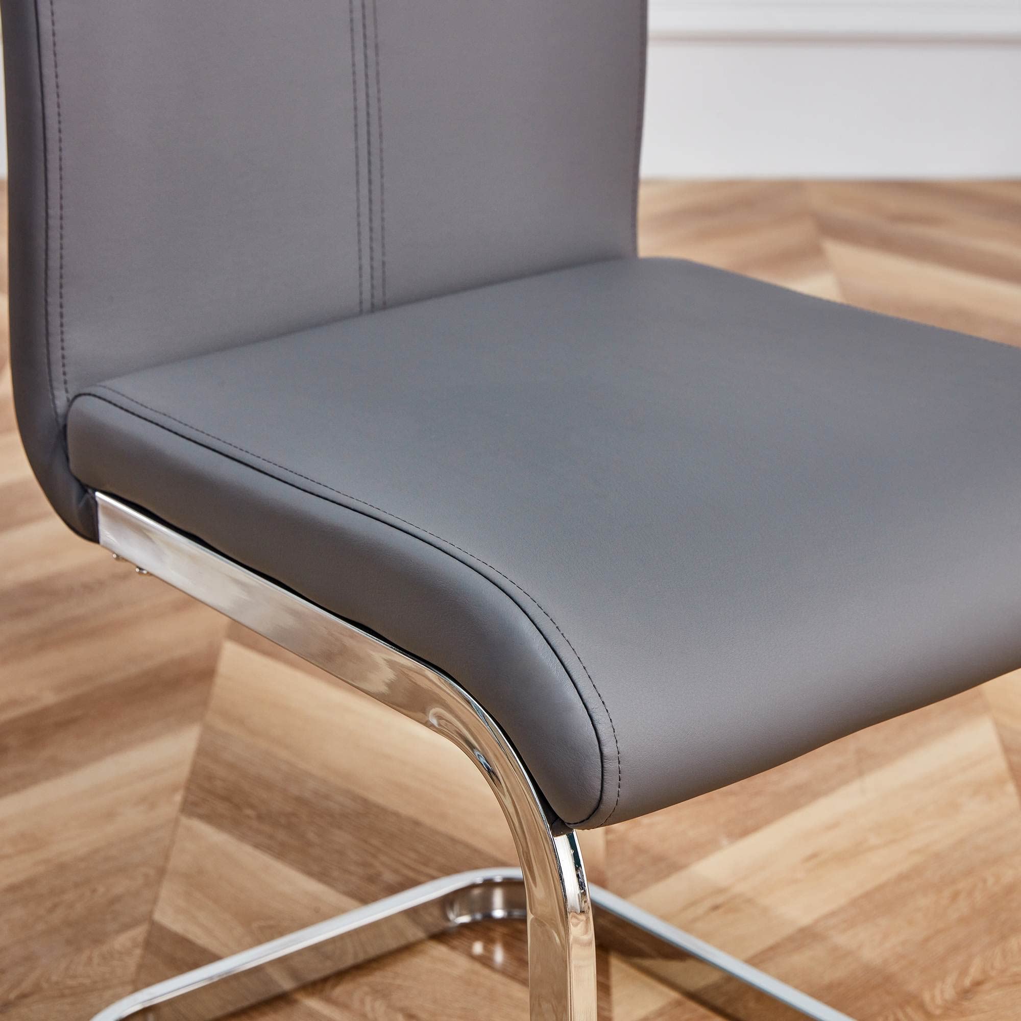 Baysitone Modern Dining Chairs Set of 4 - Faux Leather Padded High Back Kitchen & Dining Room Chairs - Comfortable Grey Side Chairs for Home, Restaurant, Office Use