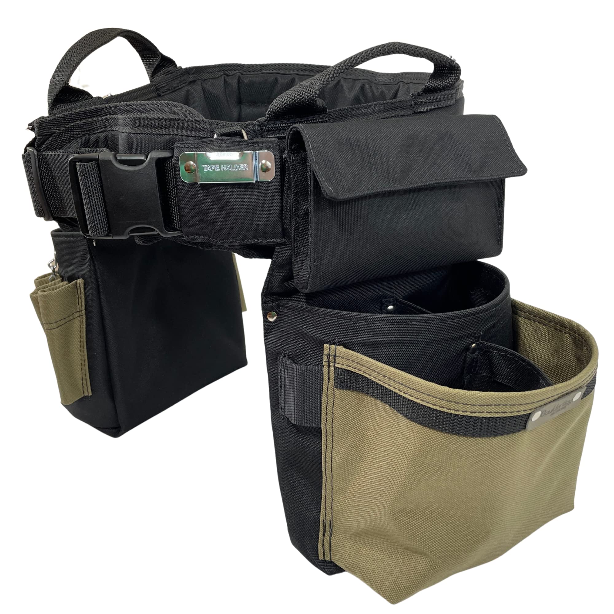 BOULDER BAG Ultimate Electrician's MAX Combo Tool Belt with Comfort Back Support & Quick Release Buckle - Heavy Duty Tan Work Belt (3X-Large 49-56 Inch Waist) - Made in USA - Perfect for Construction, Electrical Work & DIY Home Improvement Projects