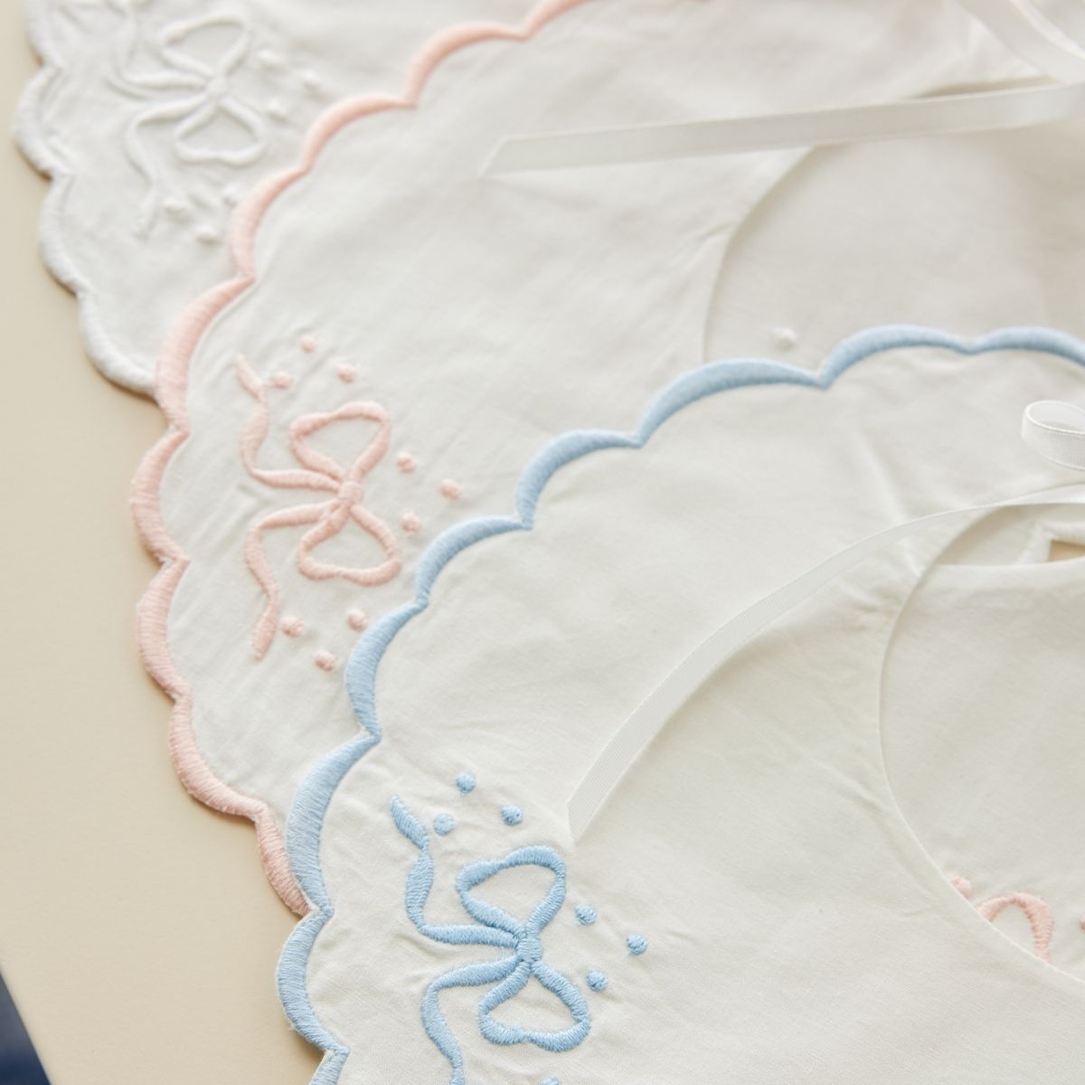 White Bows & Dots Baby Bib - Soft Cotton Drool Bib for Infants & Toddlers - Perfect for Feeding, Teething, and Everyday Use