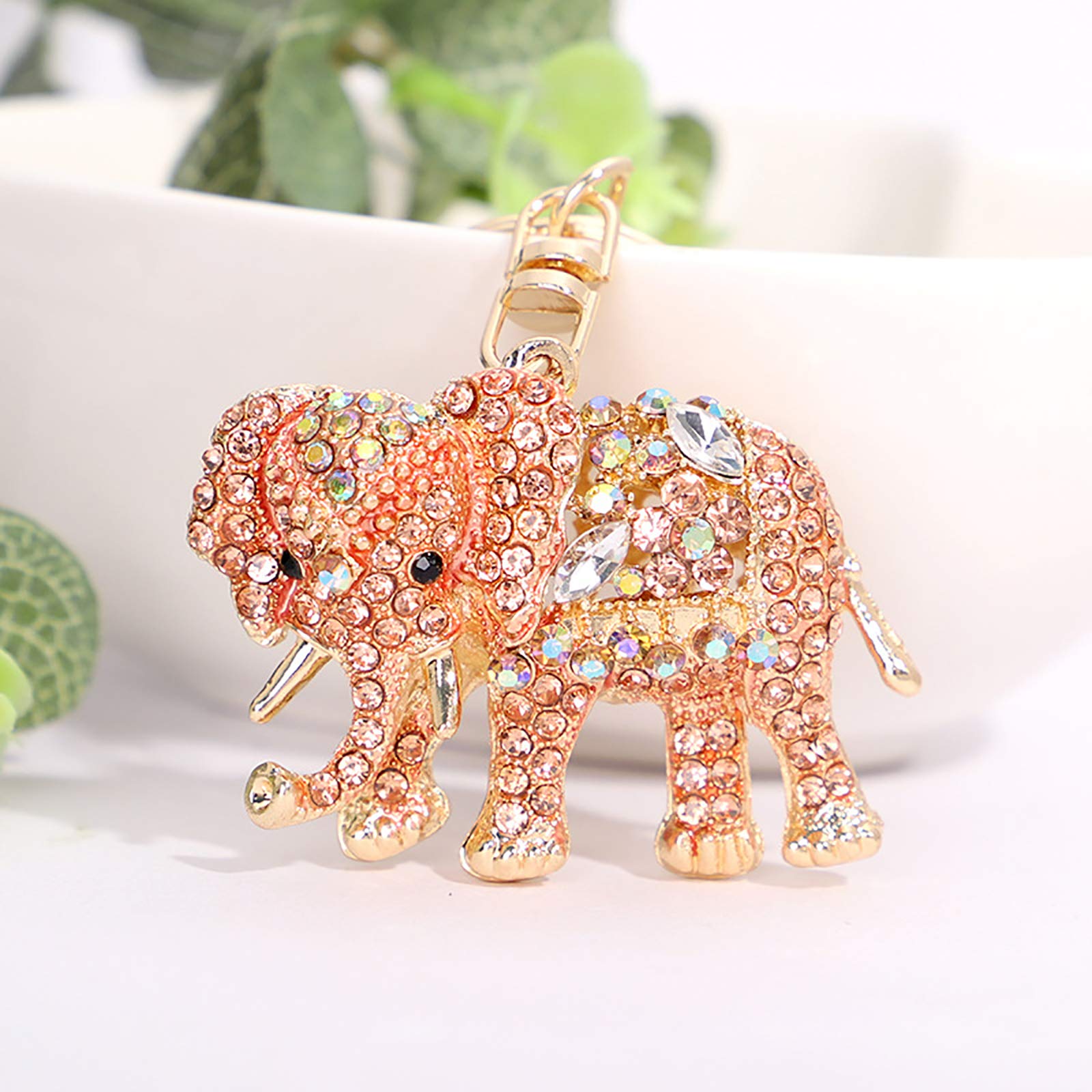 Sparkling Rhinestone Elephant Keychain - Elegant Crystal Key Ring for Women & Girls - Perfect for Purse, Bag, Car Keys & Gifts