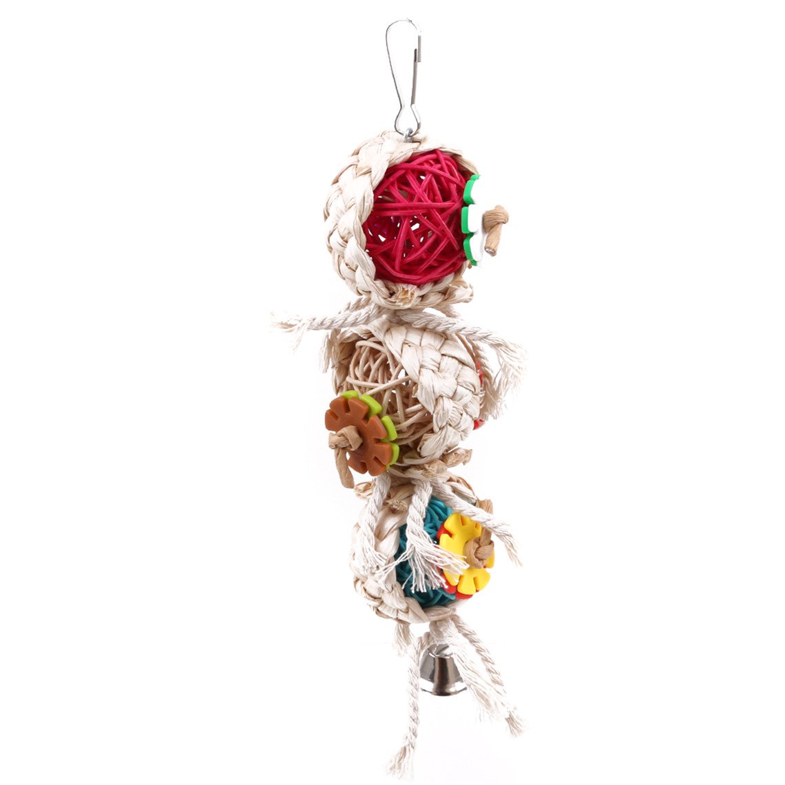 Colorful Rattan Ball Chew Toys for Parrots - Hanging Bird Cage Toys for Small Pets - Perfect for Playtime & Mental Stimulation