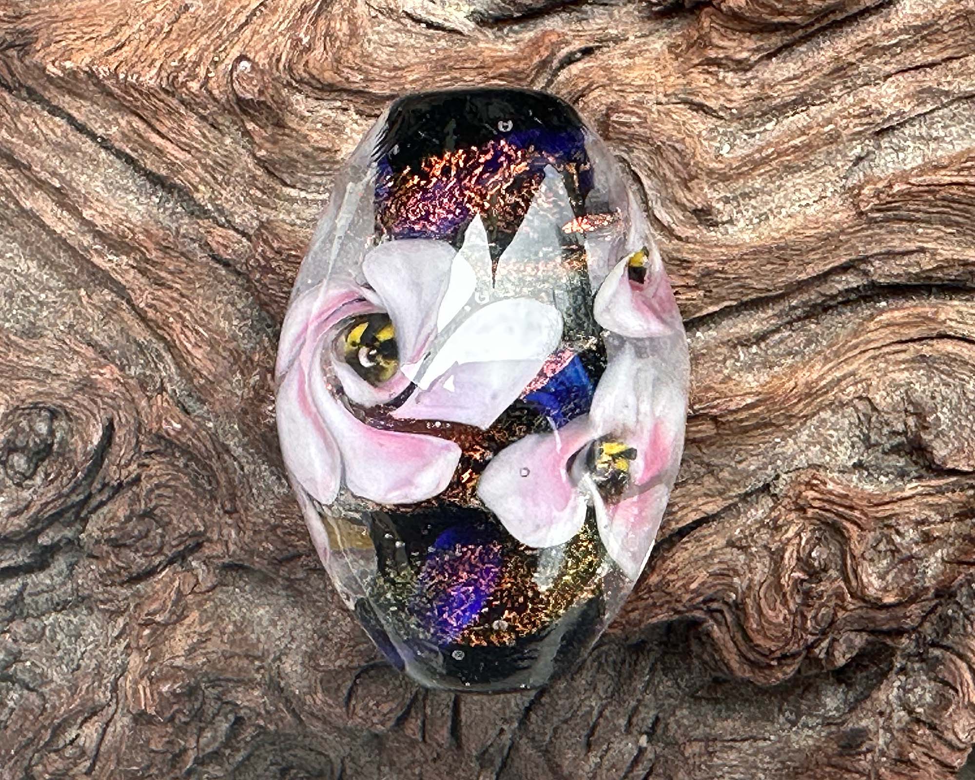 Magic Dichroic Floral Lampwork Focal Bead SRA - Handmade Glass Bead for Jewelry Making, DIY Crafts & Beading Projects - Perfect for Necklaces, Bracelets & Earrings