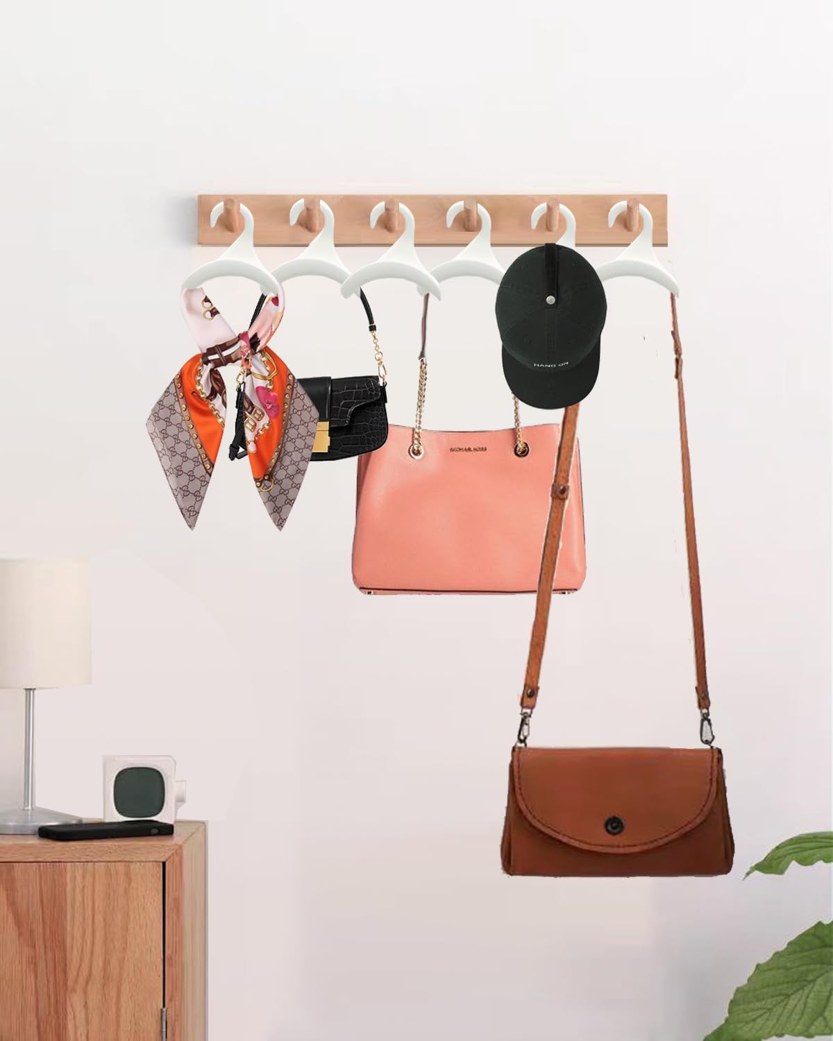 10 Pack White Bag Hanger Hook for Closet - Purse Holder & Organizer for Backpacks, Totes & Handbags | Space-Saving Storage Solution for Bedroom, Office & Dorm
