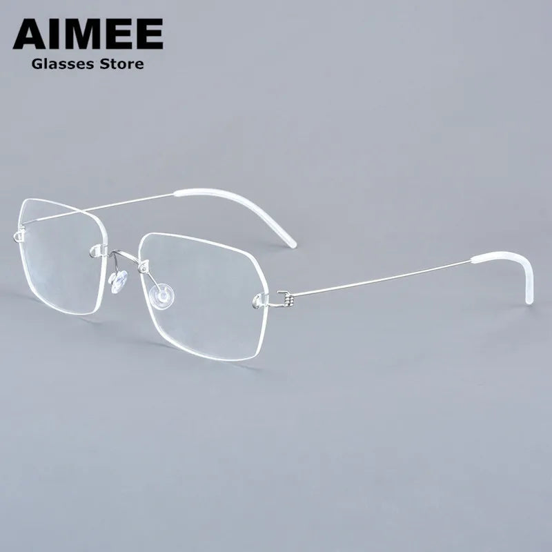 Aimee Women's Rimless Square Screwless Titanium Eyeglasses 92539 - Lightweight Comfortable Glasses for Work, Reading & Everyday Use