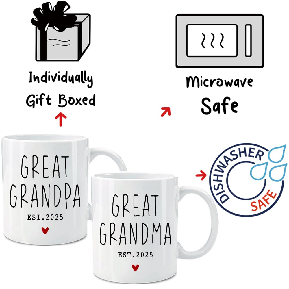 EST 2025 Grandparent Gift Mug - Pregnancy Announcement Cup for First-Time Grandparents | Perfect for Baby Reveal Parties & New Grandparent Celebrations