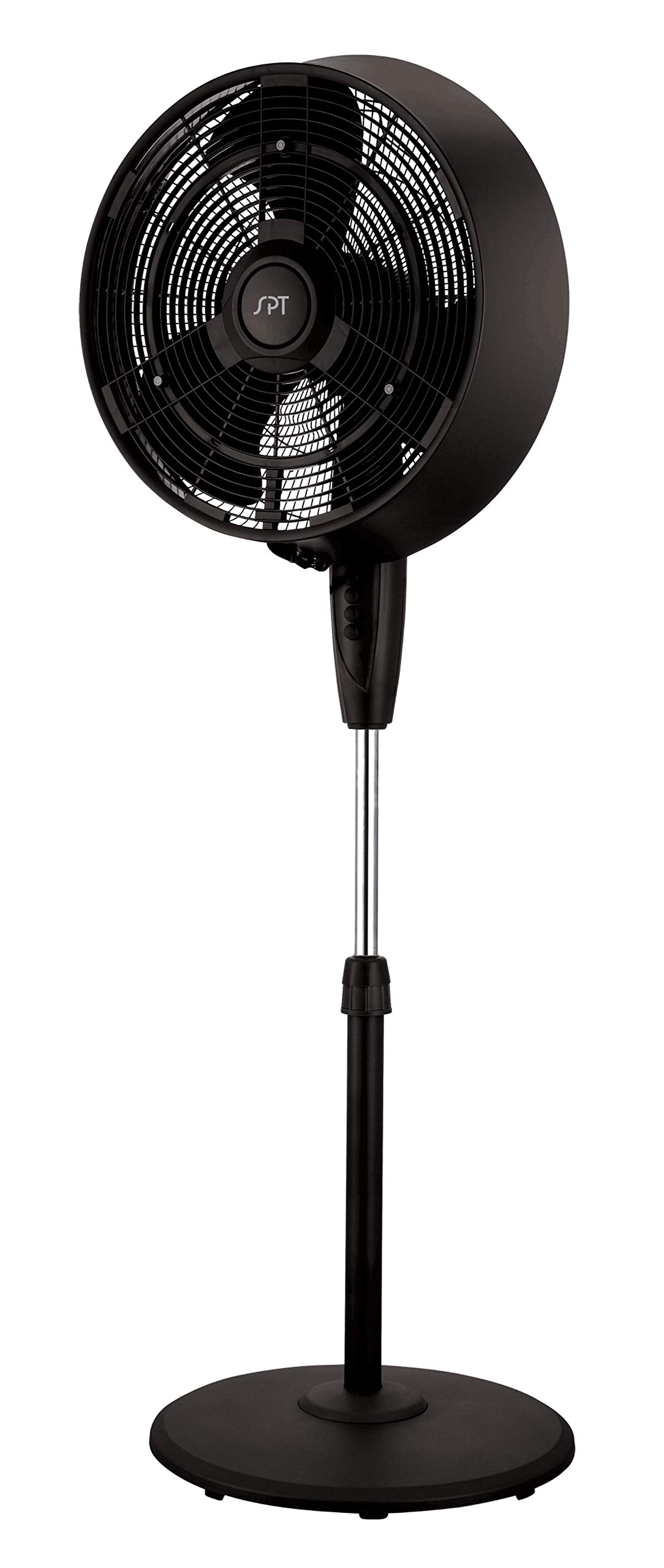 SPT 18 Inch Black Oscillating Misting Fan - Portable Cooling Fan for Outdoor Patio, Backyard, Poolside, and Camping Use
