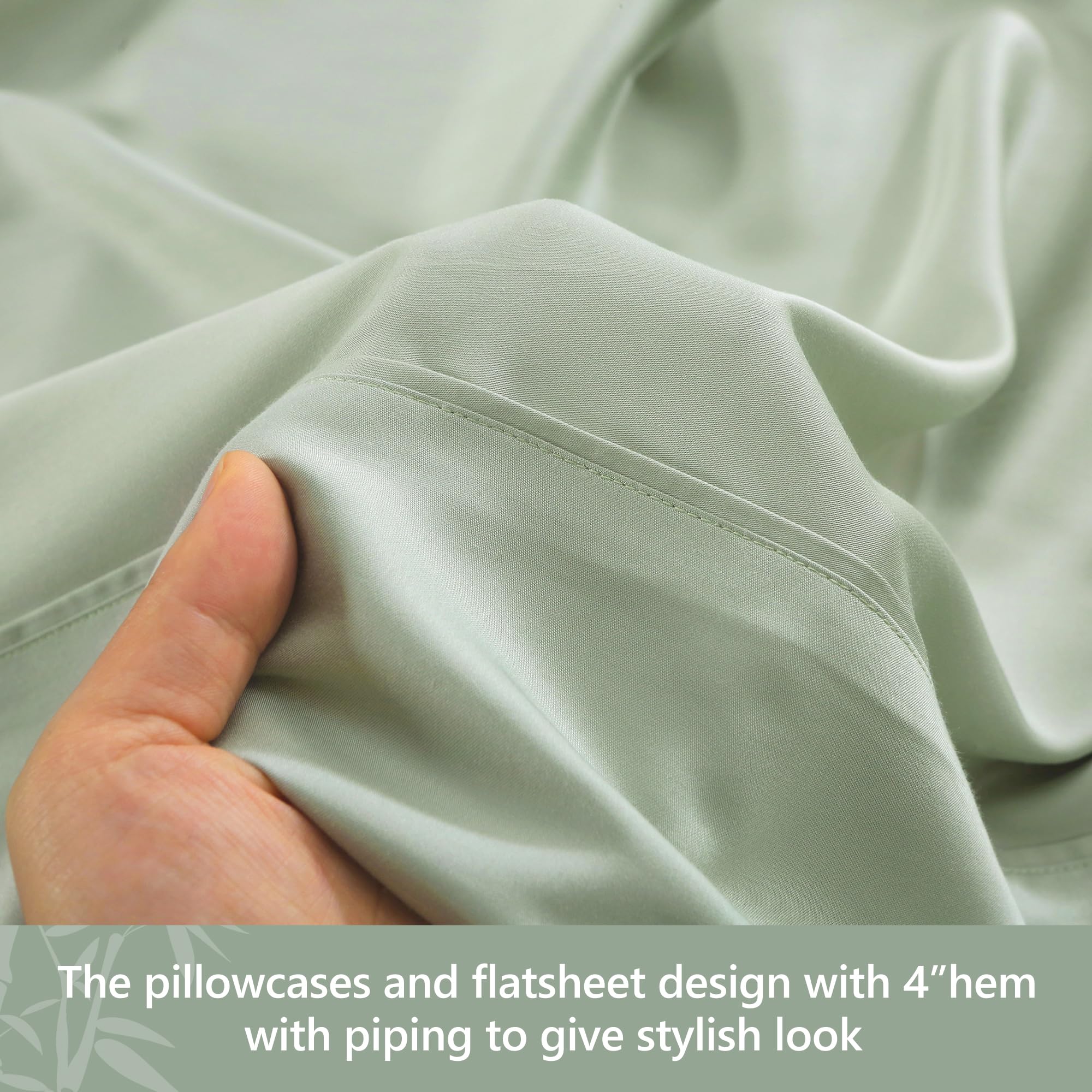 Bamboo Rayon Cooling Bed Sheets Set - King Size, Deep Pocket (16