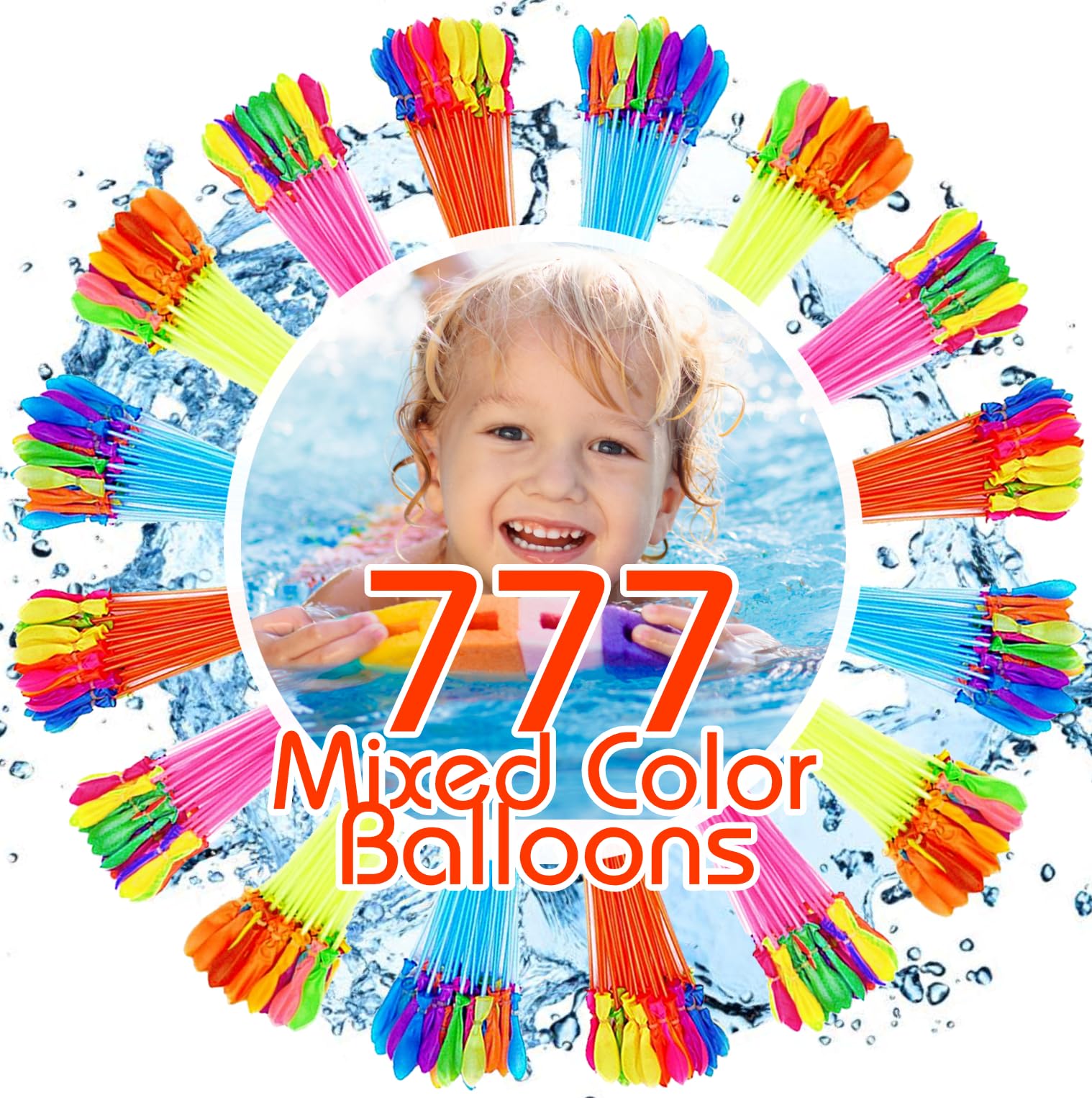 Quick Fill Self-Sealing Water Balloons for Kids - 777 Pack Instant Splash Balloons Set for Outdoor Summer Fun, Pool Party Games, Backyard Water Fights (Perfect for Birthday Parties & Family Gatherings)