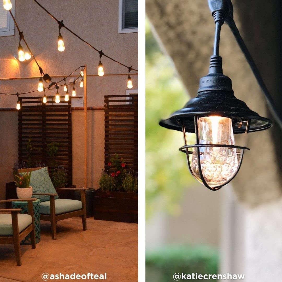 Enbrighten 24ft LED Outdoor String Lights - Shatterproof Waterproof Warm White Patio Lights with Durable Acrylic Bulbs for Balcony, Backyard, Deck, Party - Perfect for Outdoor Dining, Wedding Decor & Garden Lighting