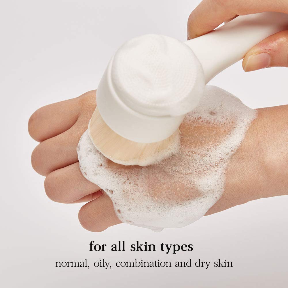 Nooni Pore Cleansing Tool - Dual Brush Facial Massager & Exfoliator with Soft Bristles & Silicone | Deep Cleansing for Blackheads & Acne | Perfect for Daily Skincare & Spa Treatments