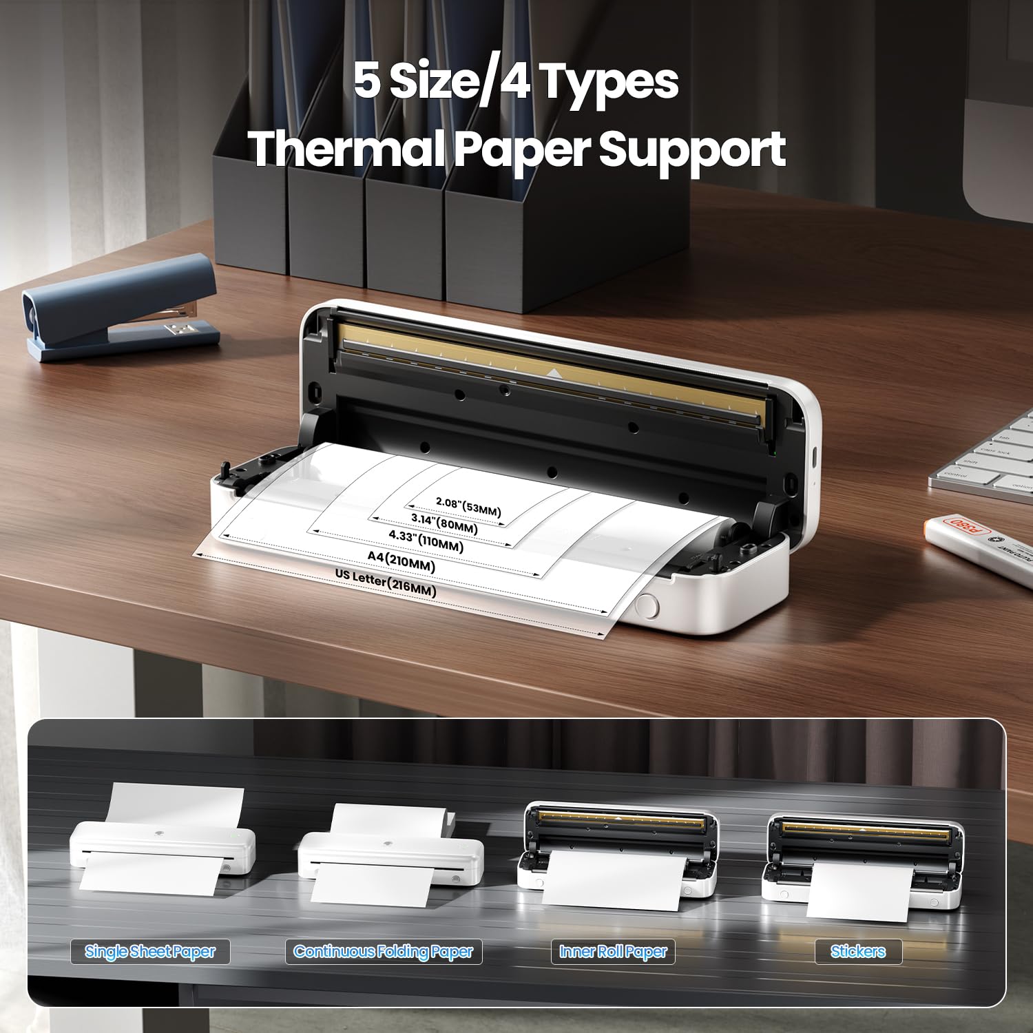 Phomemo M834 Wireless Portable Thermal Printer - Bluetooth Inkless Printer for 8.5