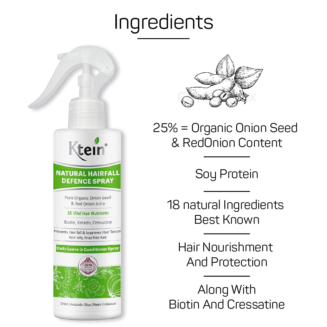 Ktein Onion Hair Spray (200ml) - Natural Hair Growth Treatment for Thinning Hair & Scalp Care - Perfect for Daily Use at Home or Salon