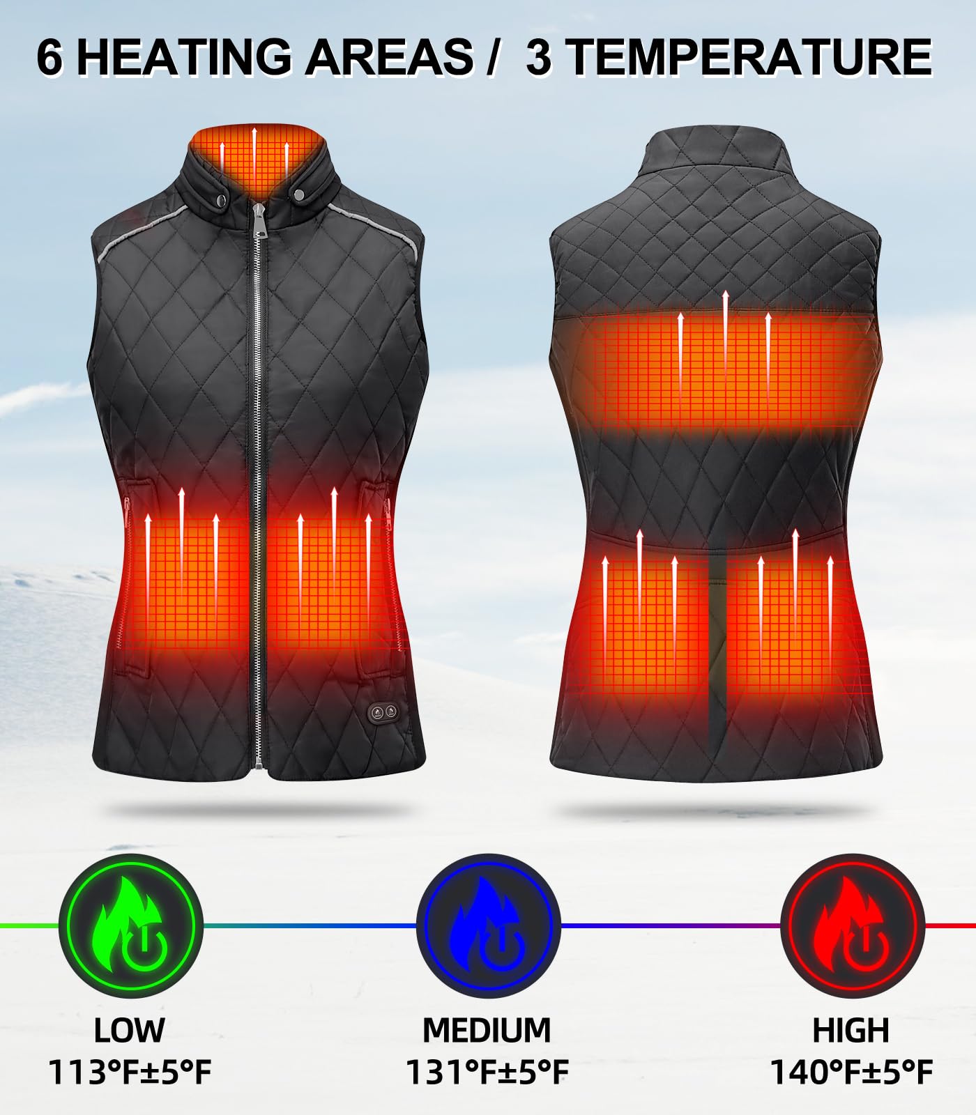 Rechargeable Heated Vest for Women with Battery Pack - Slim Fit Electric Winter Coat for Outdoor Activities, Hiking, and Cold Weather