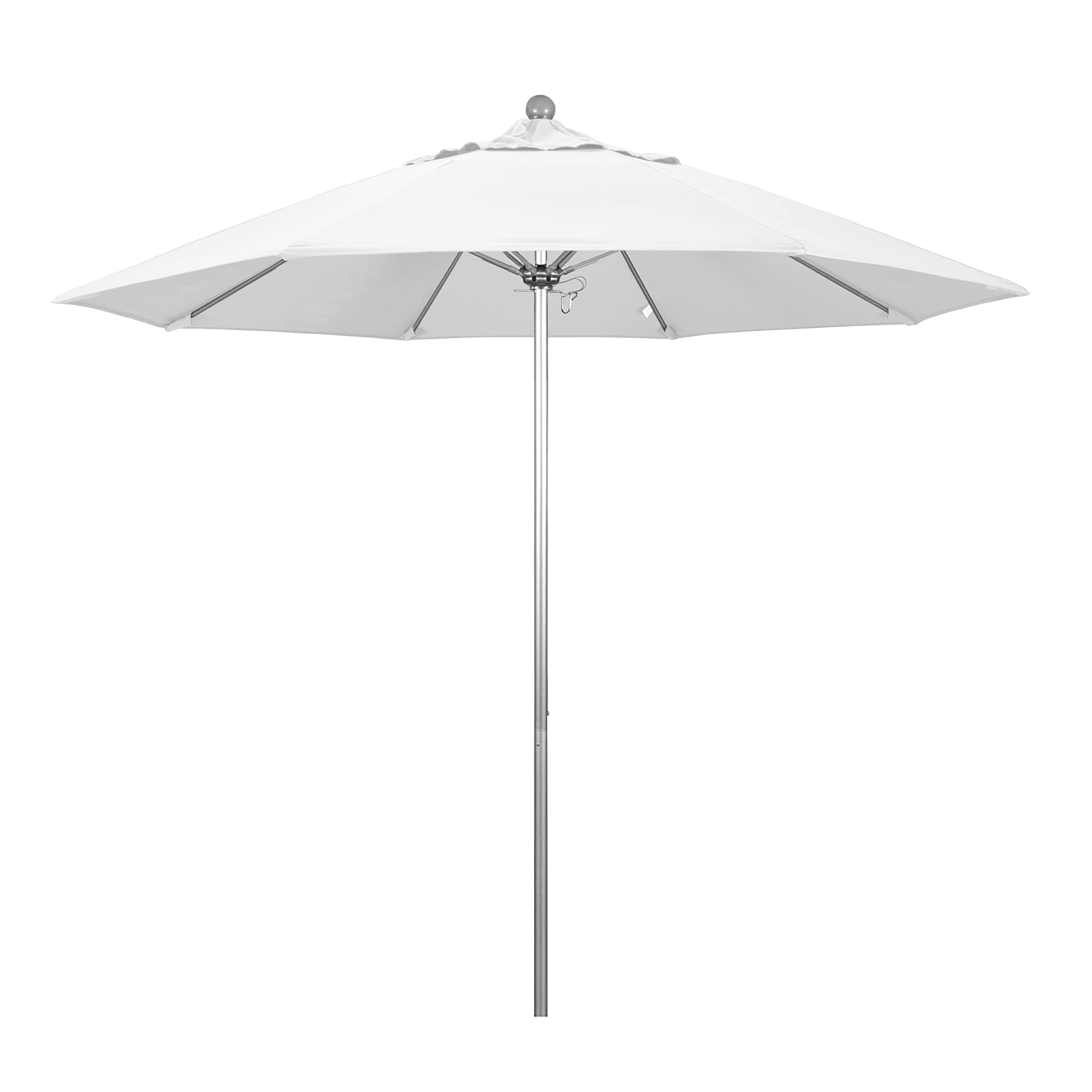 9' Round California Umbrella with Aluminum/Fiberglass Frame & Olefin Fabric - Push Open Design with Silver Pole for Patio, Poolside, and Outdoor Dining Areas
