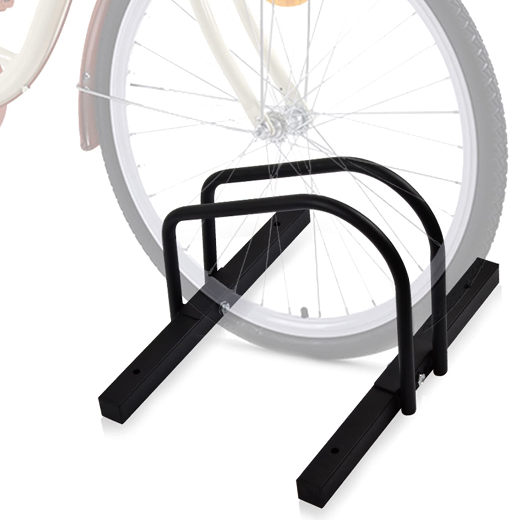 WALMANN Bike Floor Stand - Heavy Duty Bike Parking Rack for 1 Bicycle | Indoor/Outdoor Garage Storage Stand | Fits 22-28 Inch Wheels & 2.15