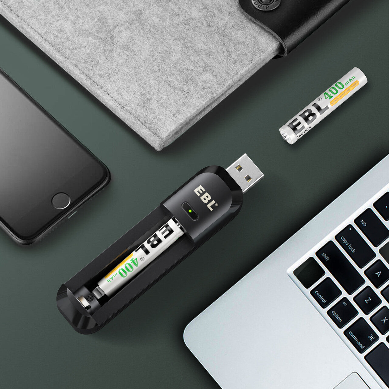 EBL Smart AAAA Battery Charger with 2 Pack 400mAh Rechargeable AAAA Batteries - Fast Charging for Cameras, Medical Devices & Electronics - Eco-Friendly Power Solution
