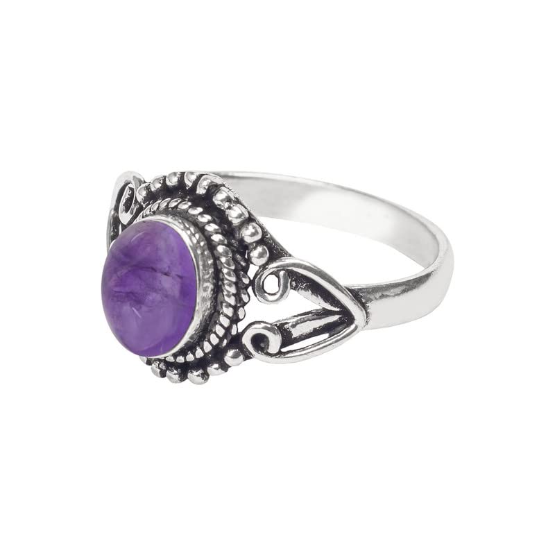 Handmade Amethyst Silver Overlay Ring for Women - Bohemian Jewelry, Size US 5 - Perfect Christmas Gift, Anniversary Present & Special Occasion Gift for Her - Ideal for Everyday Wear, Date Nights & Spiritual Healing