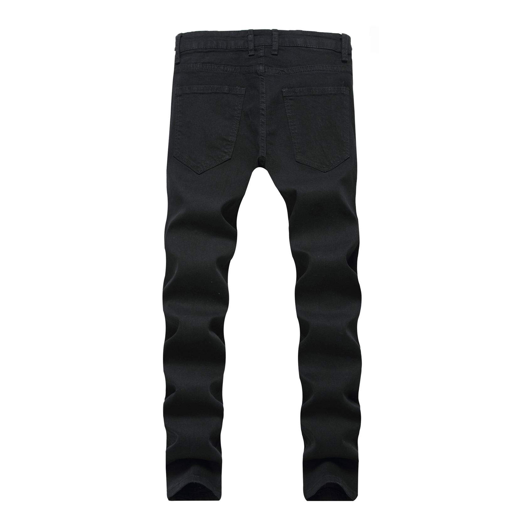 Men's Skinny Fit Floral Embroidered Ripped Distressed Jeans - Stretch Denim Pants with Rose Design (Size 28, Black) | Perfect for Casual Outings, Streetwear & Fashionable Looks