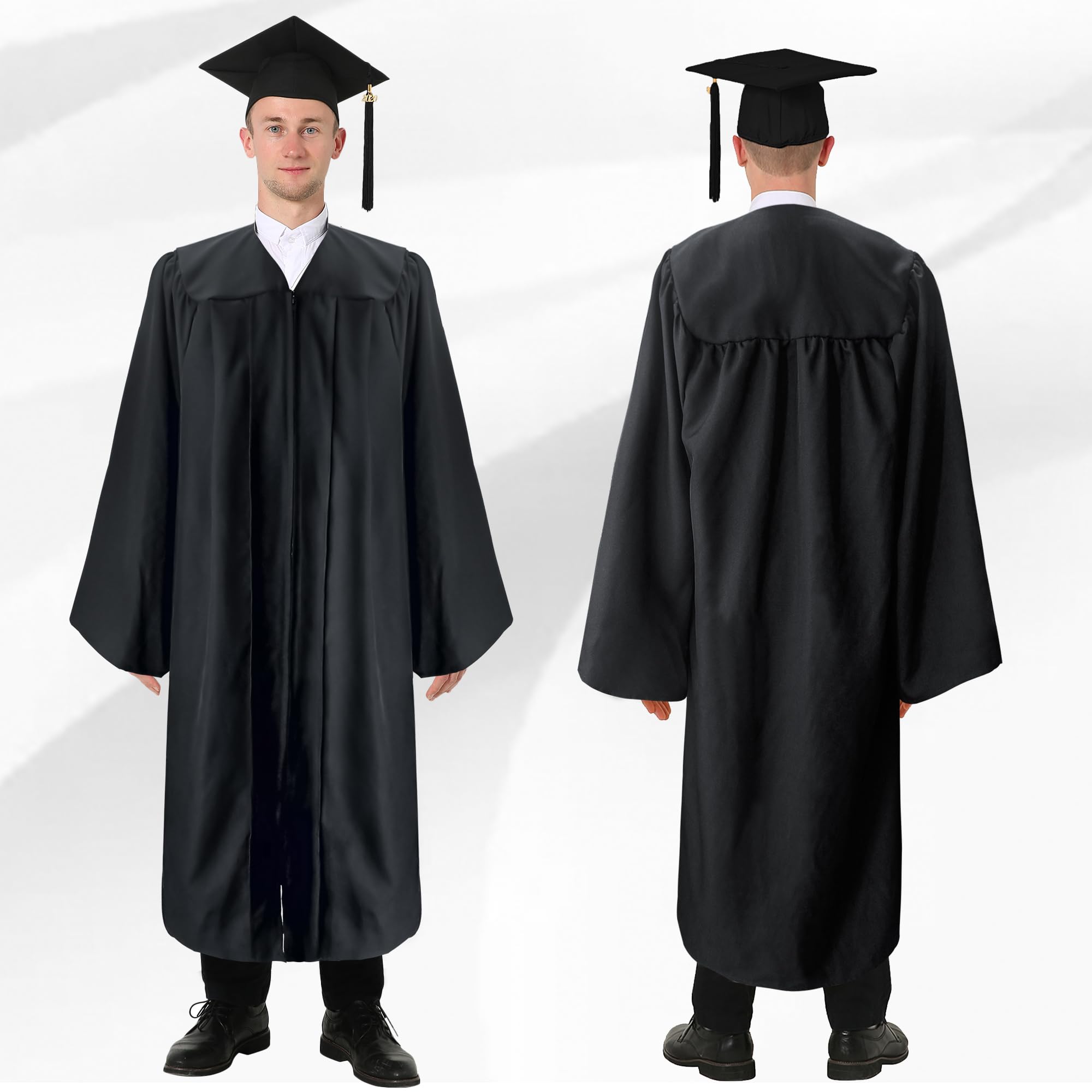 GraduatePro 2025 Sustainable Black Graduation Cap and Gown Set with Pockets - 100% Recycled Material for High School & College Graduation Ceremony - Perfect for Commencement, Photos and Graduation Parties