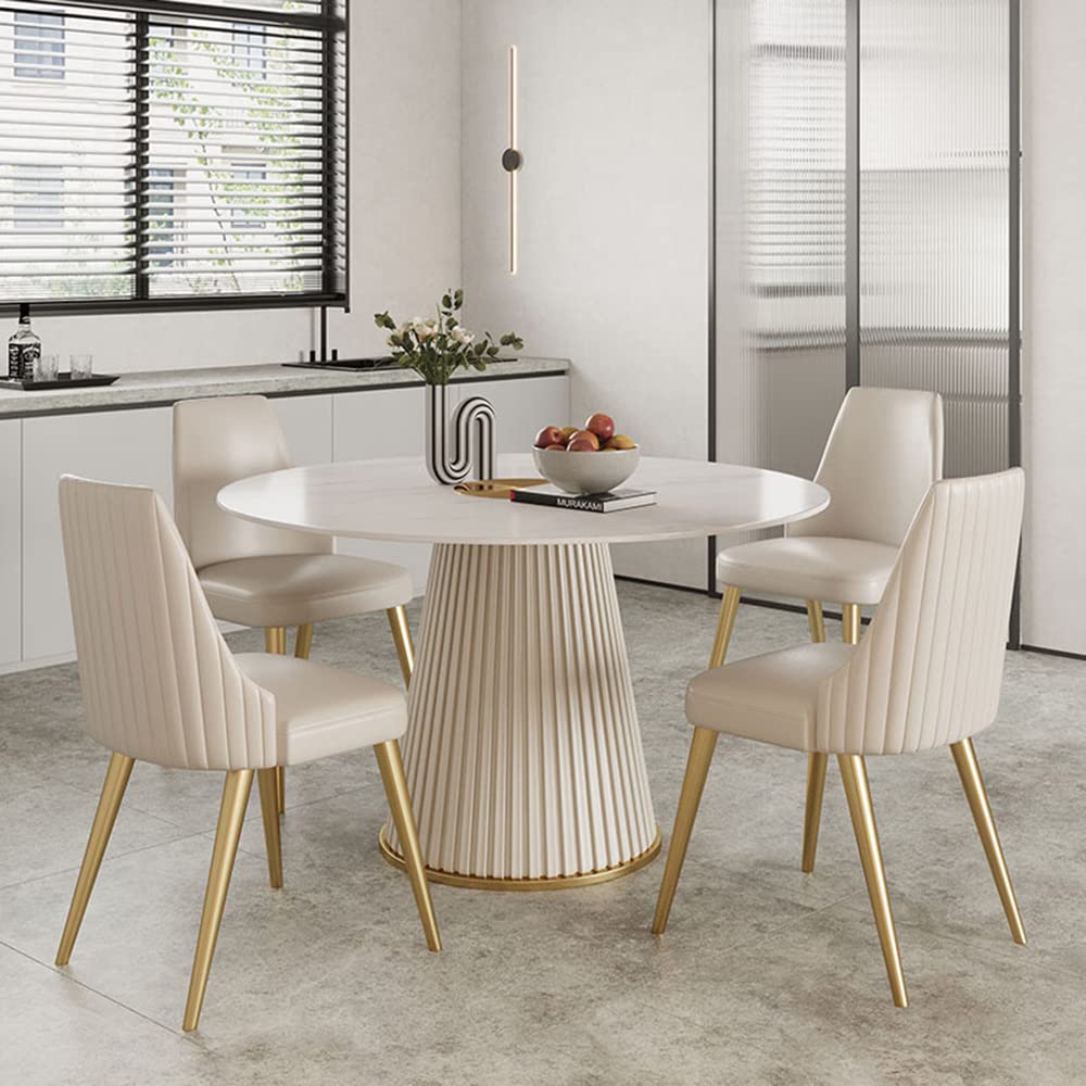 Nordic Style Sintered Stone Round Dining Table - 43.3