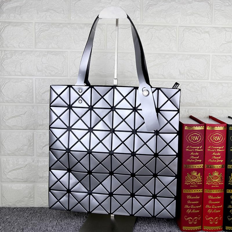 Stylish Geometric Plaid Foldable Tote Bag for Women - Fashionable Casual Shoulder Handbag & Mochila - Perfect for Work, Travel, and Daily Use