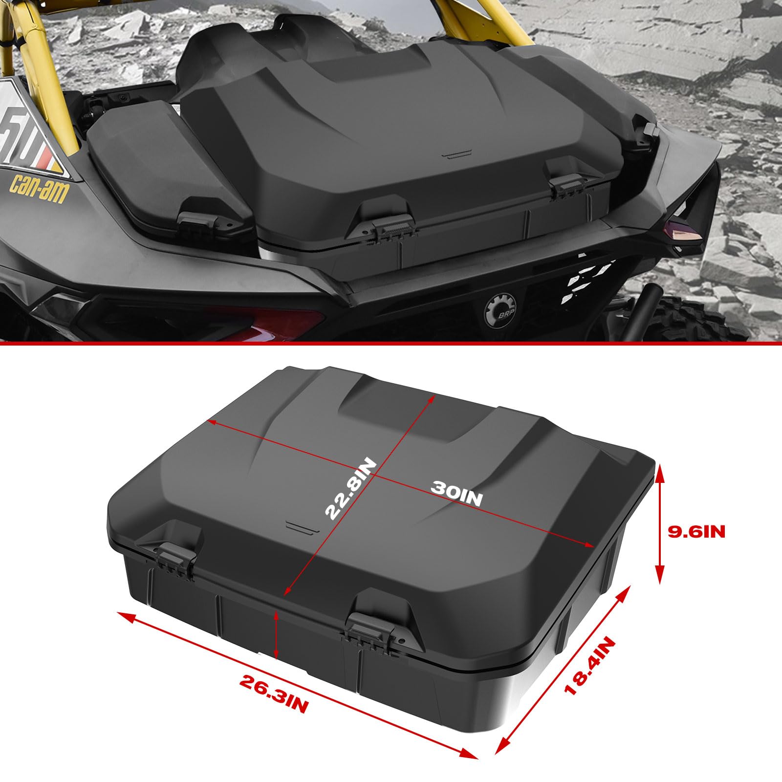 2024-2025 Can-Am Maverick R/X/XRS Rear Cargo Storage Box - 96L Waterproof Poly Trunk with LinQ Rack System | Replacement for #715007182 | Perfect for Off-Road Adventures, Camping Gear Storage & UTV Accessories