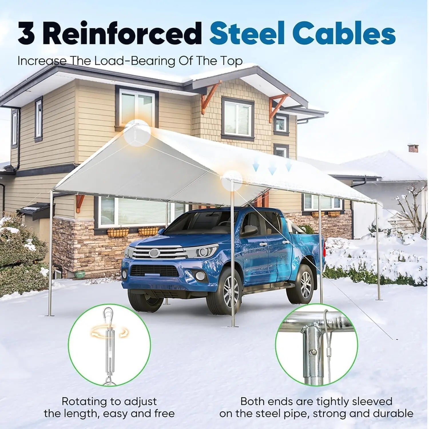 10' x 15' Heavy Duty Car Canopy - Waterproof Outdoor Car Shelter for SUV, Truck & Vehicle Protection - Perfect for Camping, Parking & Outdoor Events