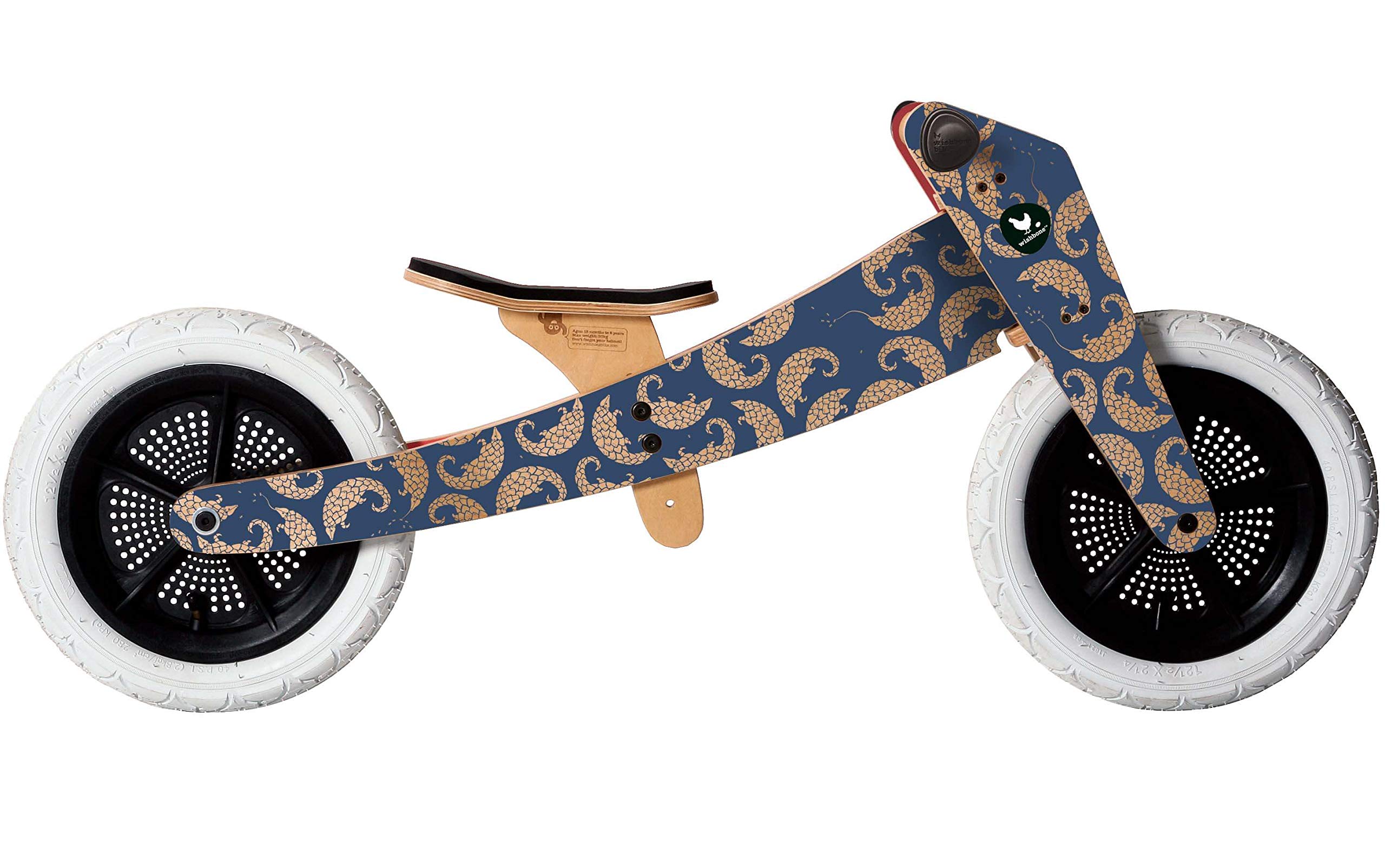 Wishbone 3-in-1 Designer Wooden Balance Bike & Walker for Kids Ages 1-5 | Convertible Toddler Bike, Push Bike & Ride-On Toy | Perfect for Indoor Play, Outdoor Adventures & Learning to Ride (Pangolin Style)