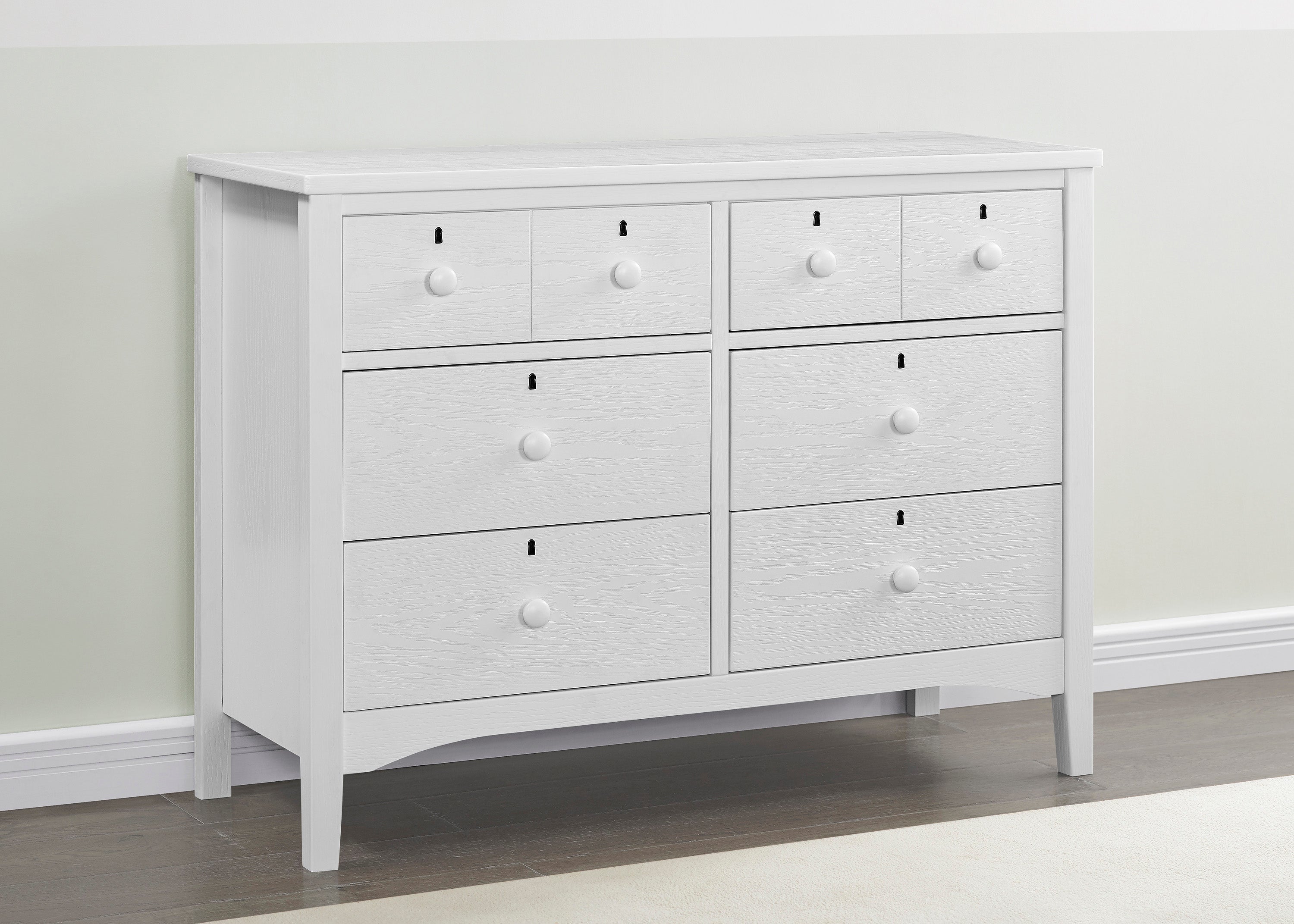 Farmhouse 6-Drawer Dresser with Interlocking Drawers - Solid Wood Bedroom Storage Furniture for Home Organization & Closet Storage