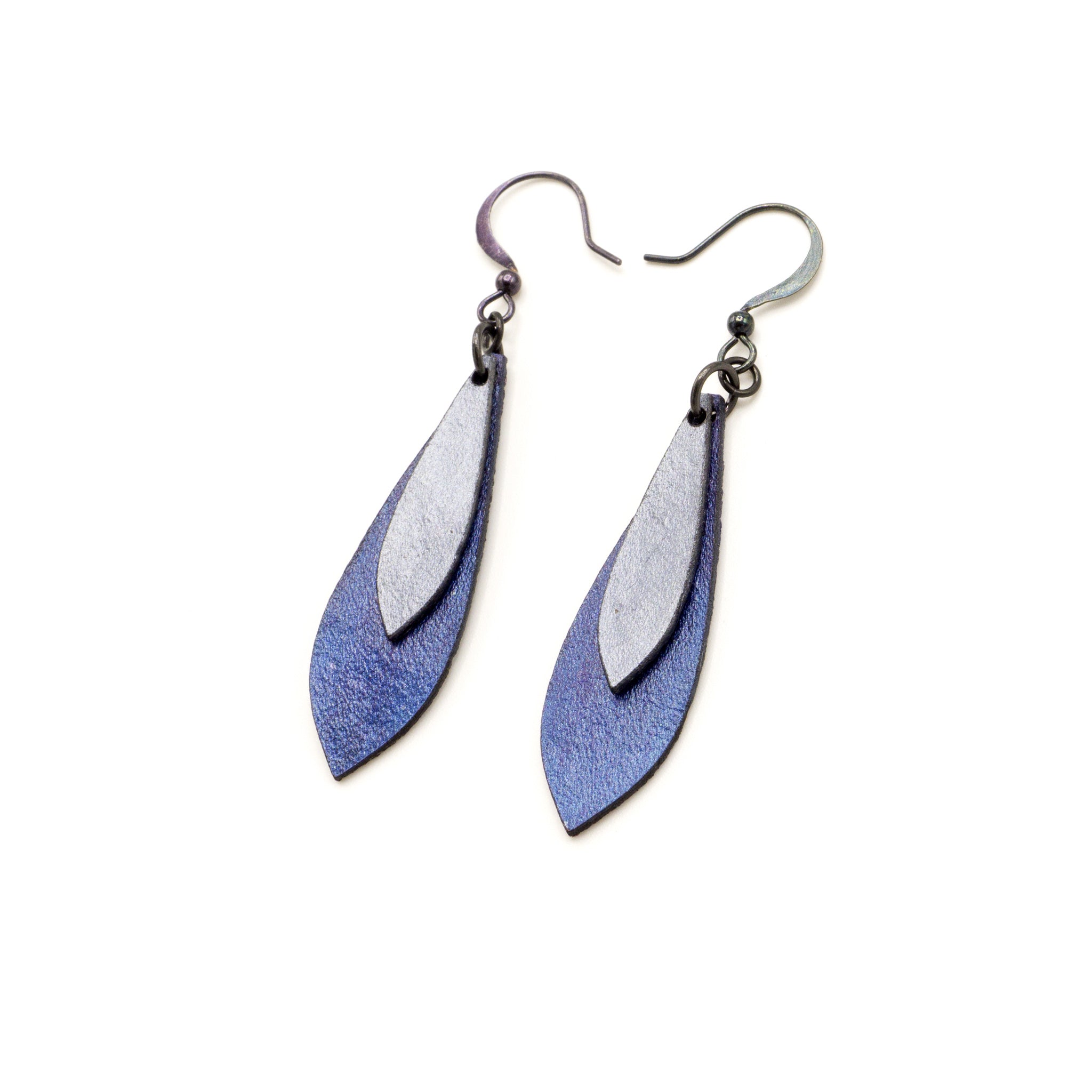 Elegant Purple Pearl & Silver Leather Earrings for Women | Handmade Boho Dangle Earrings | Perfect for Parties, Weddings & Everyday Wear