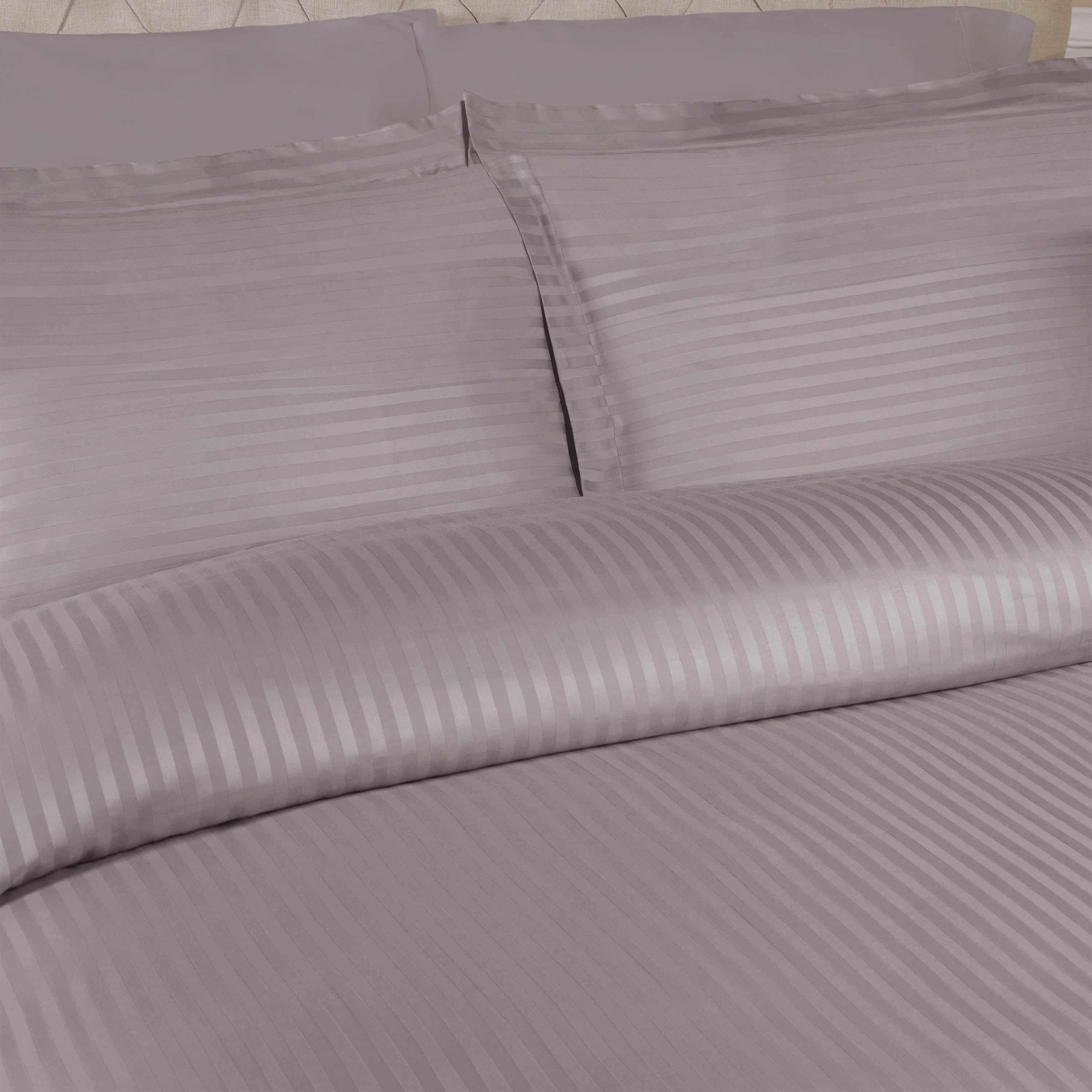 400 Thread Count Lightweight Stripe Egyptian Cotton Duvet Cover Set - Queen Size, Breathable & Soft Bedding for All Seasons - Perfect for Master Bedroom, Guest Room & Hotel Use
