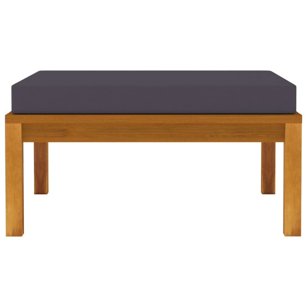 Premium Acacia Wood Footrest with Dark Gray Cushion - Outdoor Patio Foot Rest for Garden, Porch, Lawn & Home - Durable Weather-Resistant Furniture for Relaxation & Comfort